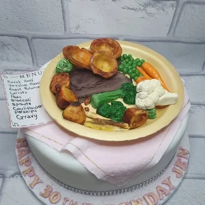 realistic sunday roast custom cake merely jane's cakes