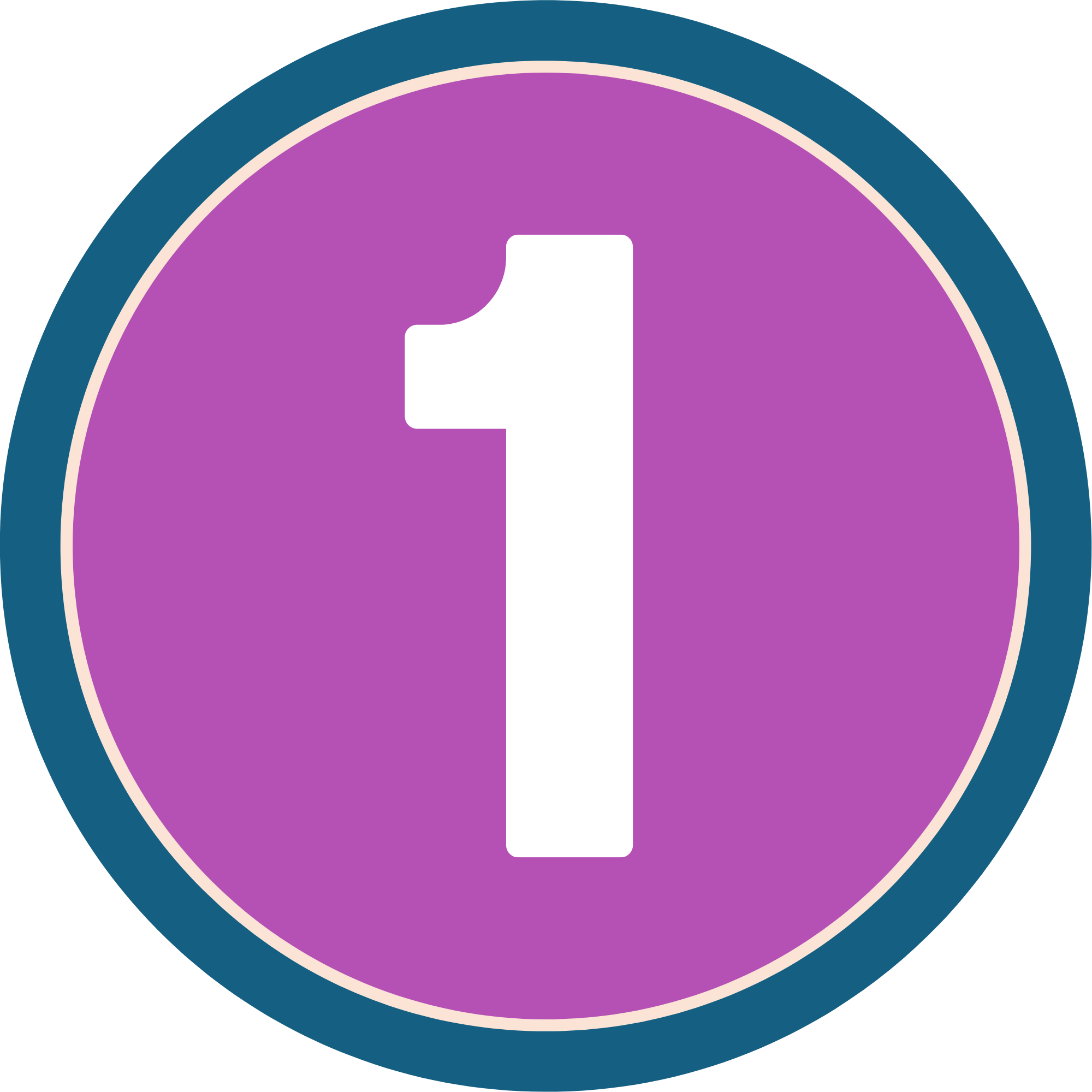 Graphic with purple and teal colors featuring the number 1.