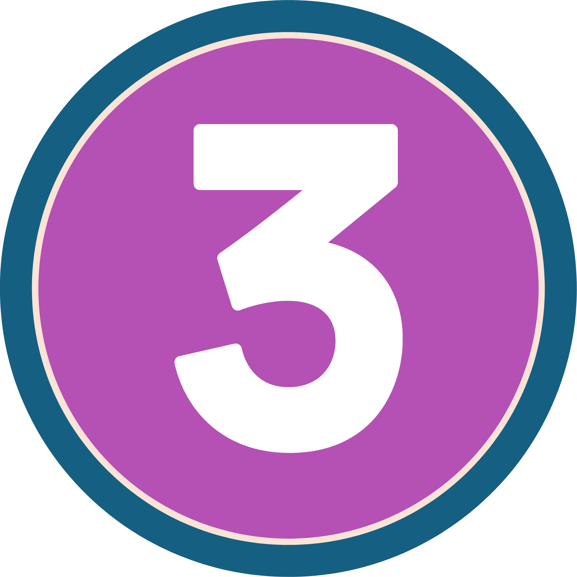 Graphic with purple and teal colors featuring the number 3.