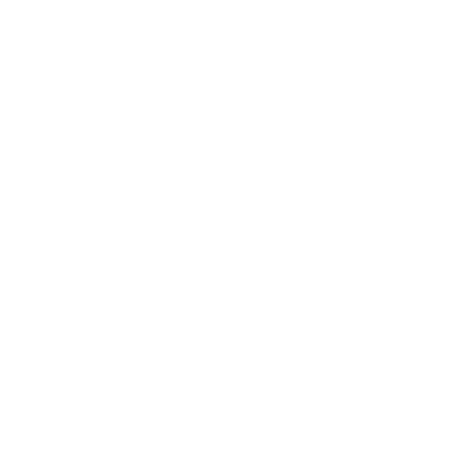Black and white abstract geometric logo with circular and angular shapes.