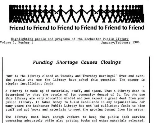1986 - First Friends newsletter