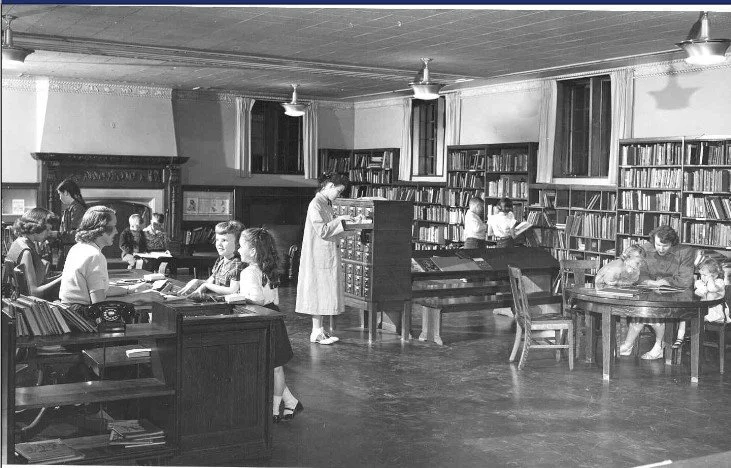 1971 - The Friends' first book sale was held in the Fireside Room in the Crawford library.