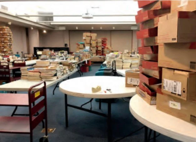 2019 - A water softener leak caused a lot of damage throughout the library, including in our storage closet