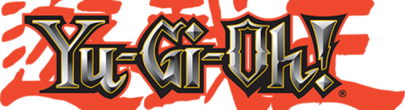 Yu-Gi-Oh! logo with metallic text on a red background.