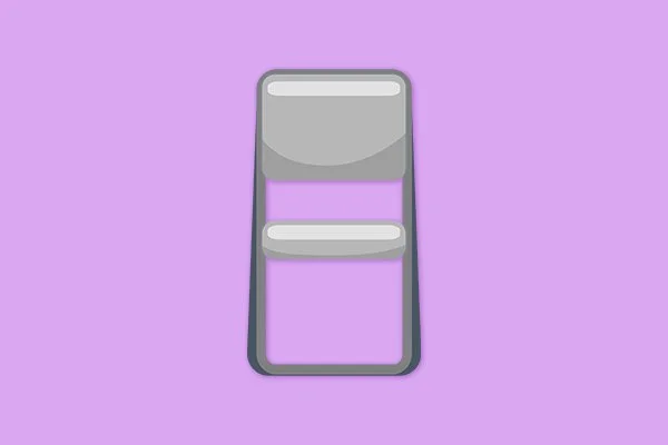 Illustration of a gray and purple folding chair on a purple background.