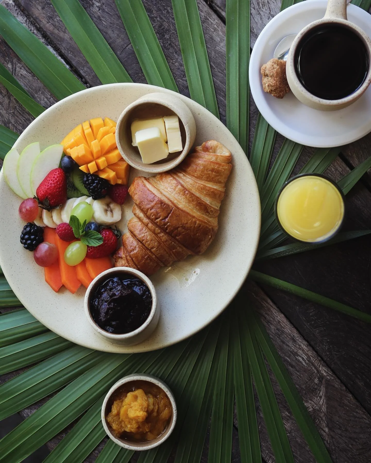 TROPINENTAL - our version of a continental breakfast, but cooler 😎 with the freshest tropical fruits! 🥭🍅🥝🥥🍈🍌🍏🍎🍇🍓🍊