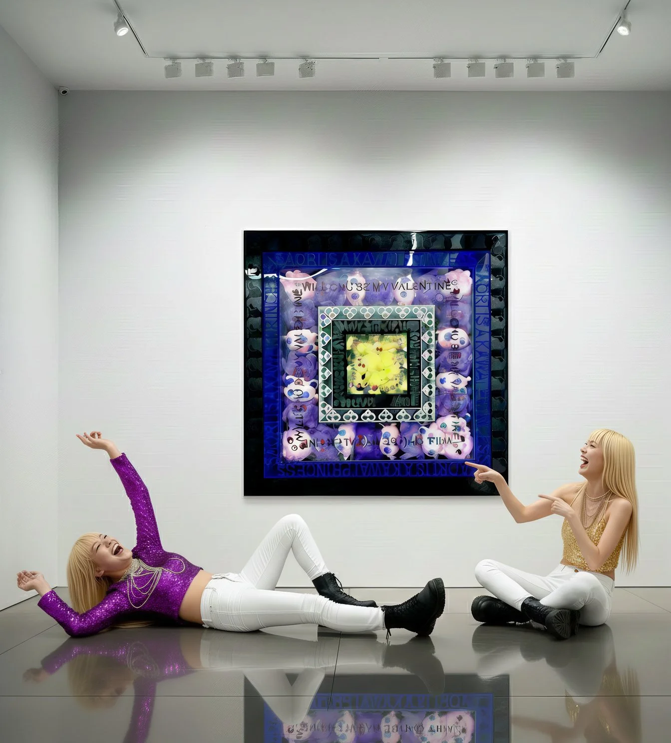 Mystic Purple, Soft Pink, Electric Yellow : Whimsical Palette in Plexi-Square