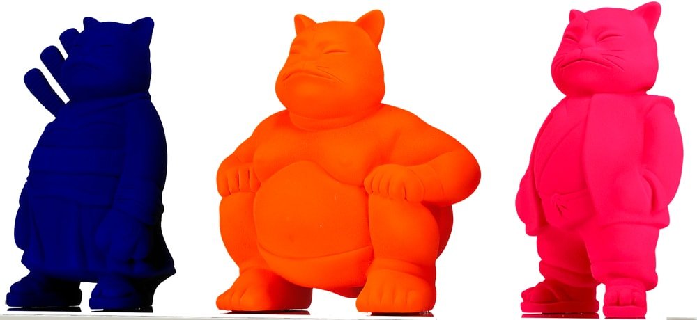 Trilogy Samuraicat Blu, Sumocat Orange, Urbancat Pink : Feline Odyssey