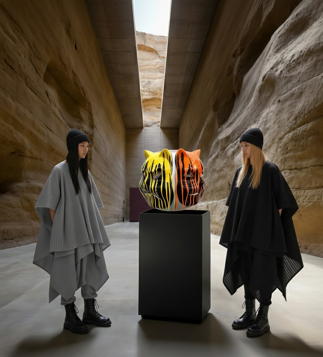 Onmyodo: Black Codex of Samuraicat — Drips of Yellow, Orange, Rose & Violet Harmony