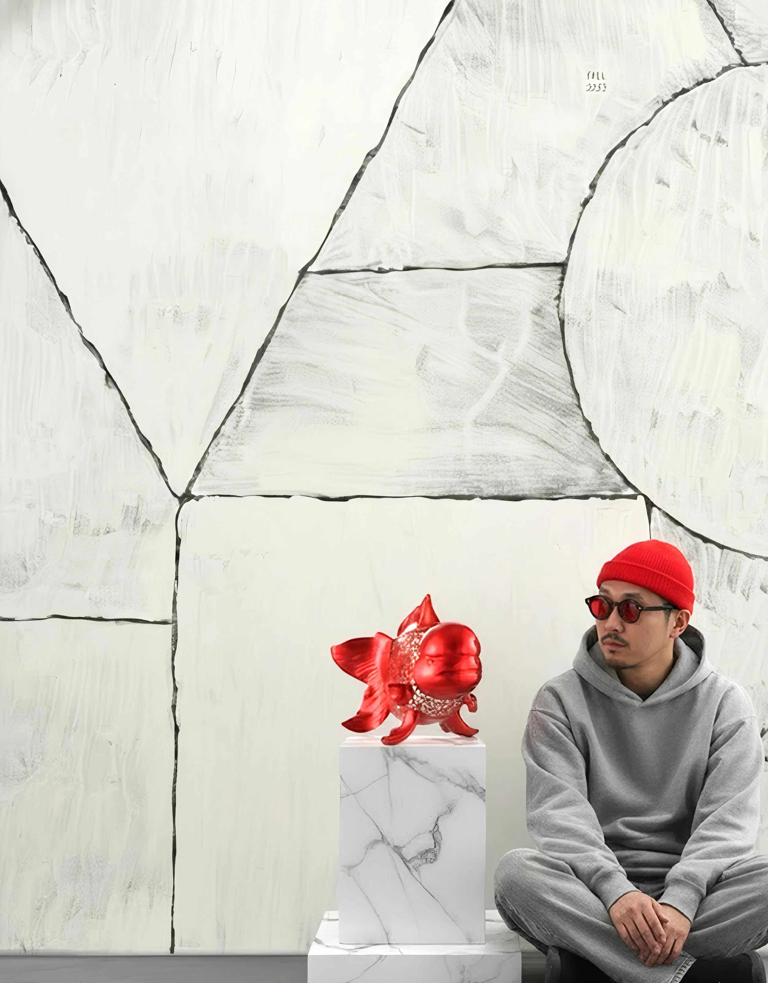 Petite Nishikigoi Elegance in Metal Red: Mizu no Kasai Whispers