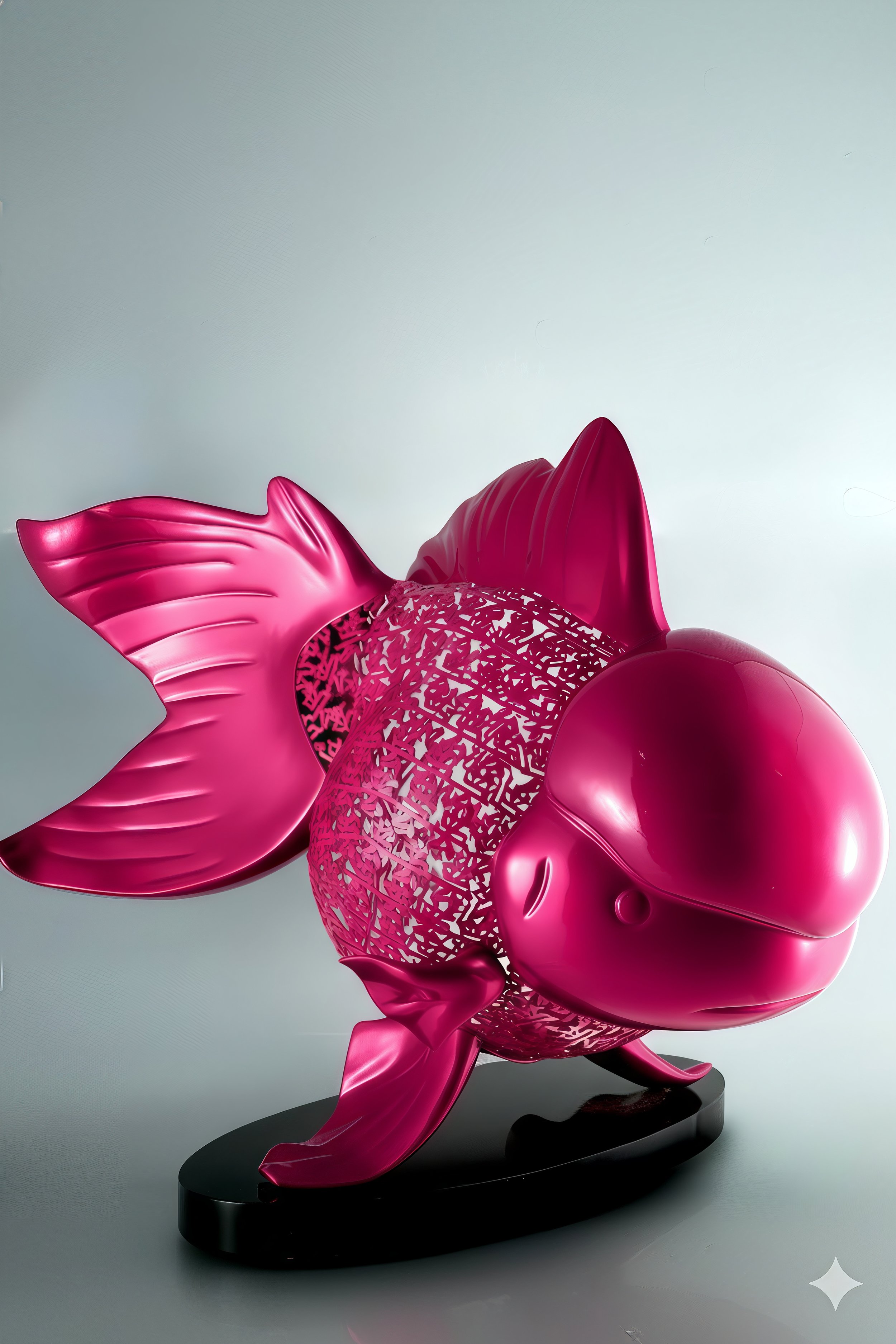 Majestic Nishikigoi in Metal Splendor: Aqueous Grandeur Pink 