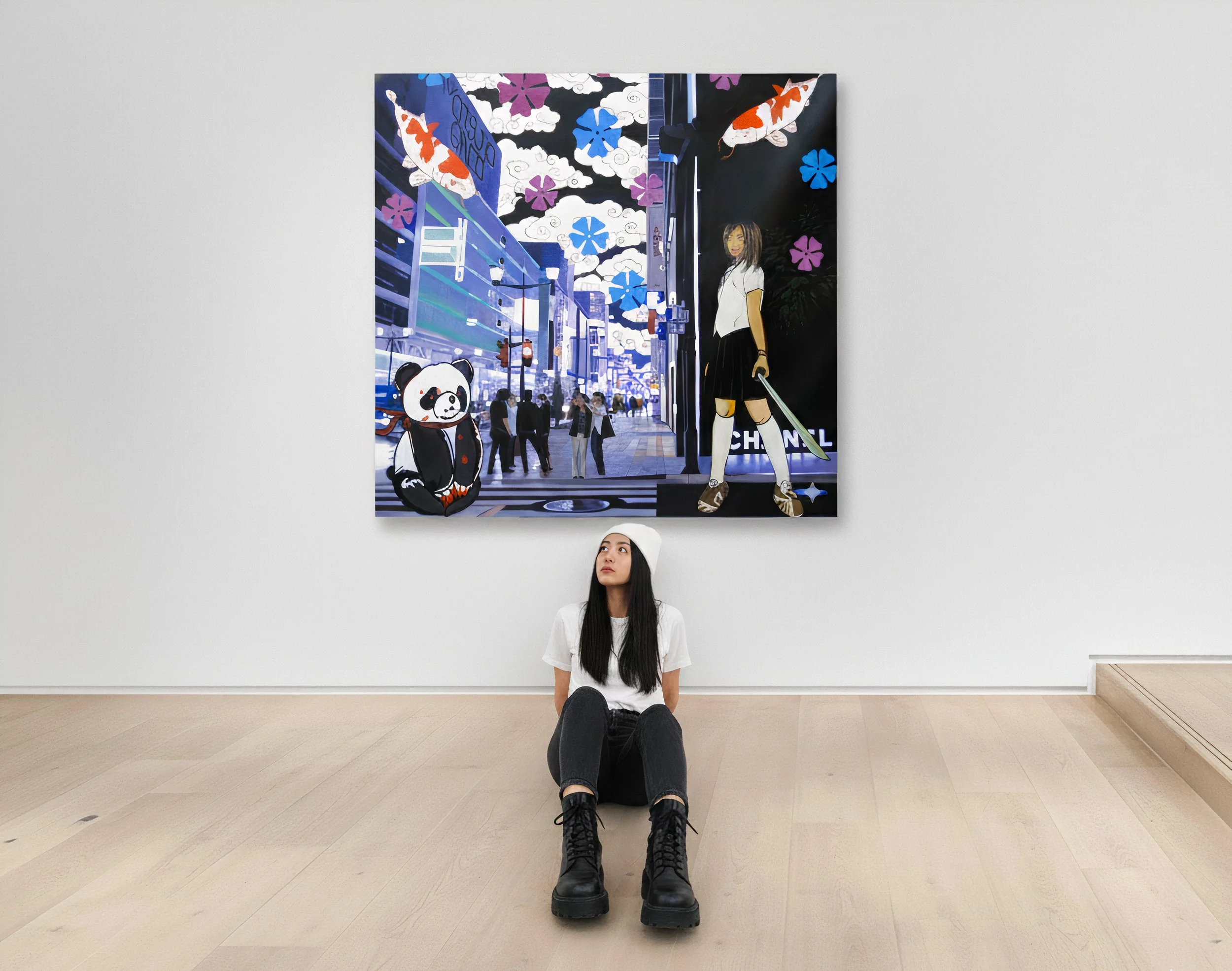 Chanel Elegance: Midnight Soirée in Tokyo's Blossoms and Shadows