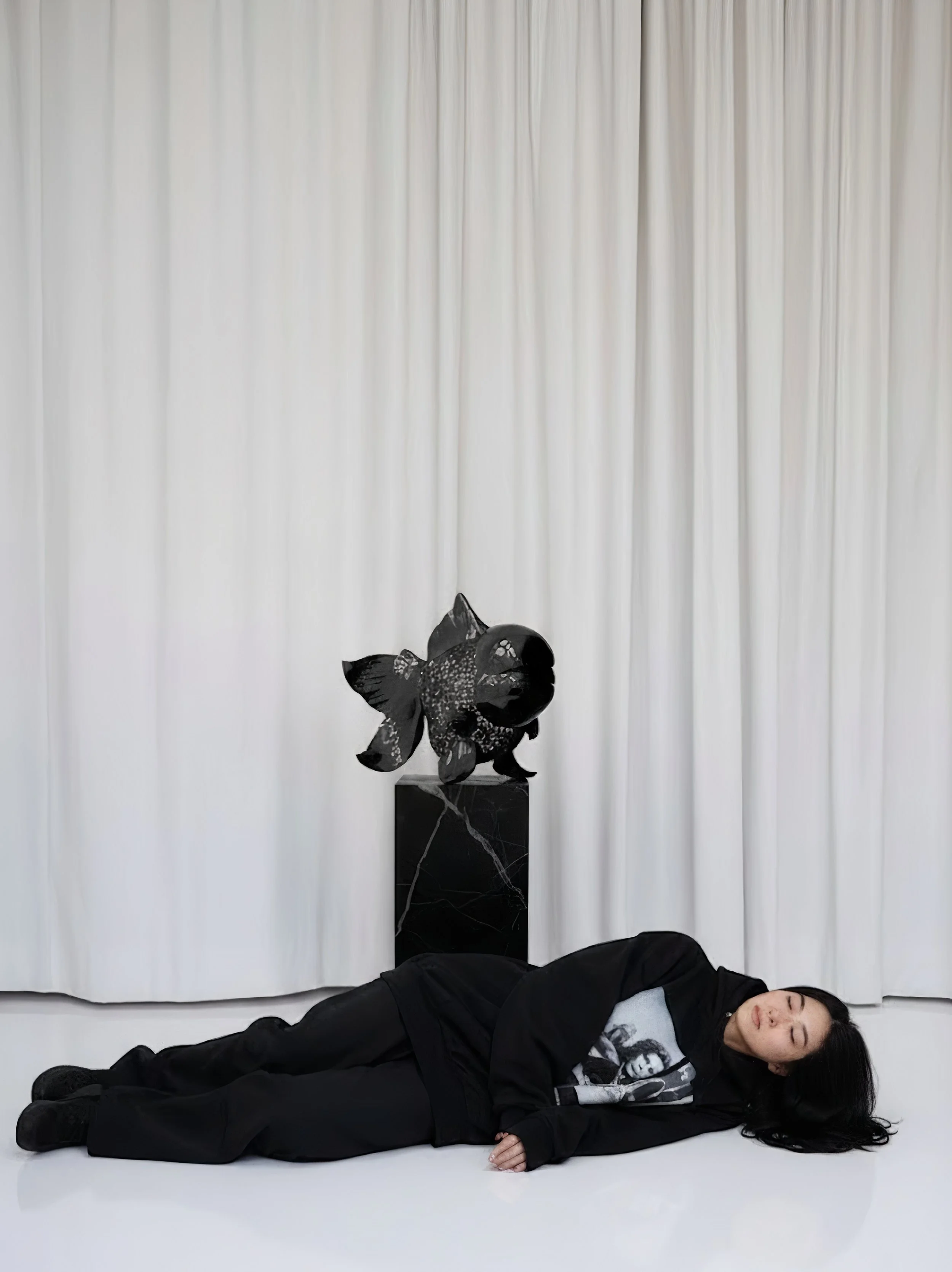 Petite Nishikigoi Elegance in Metal Black : Mizu no Kasai Whispers