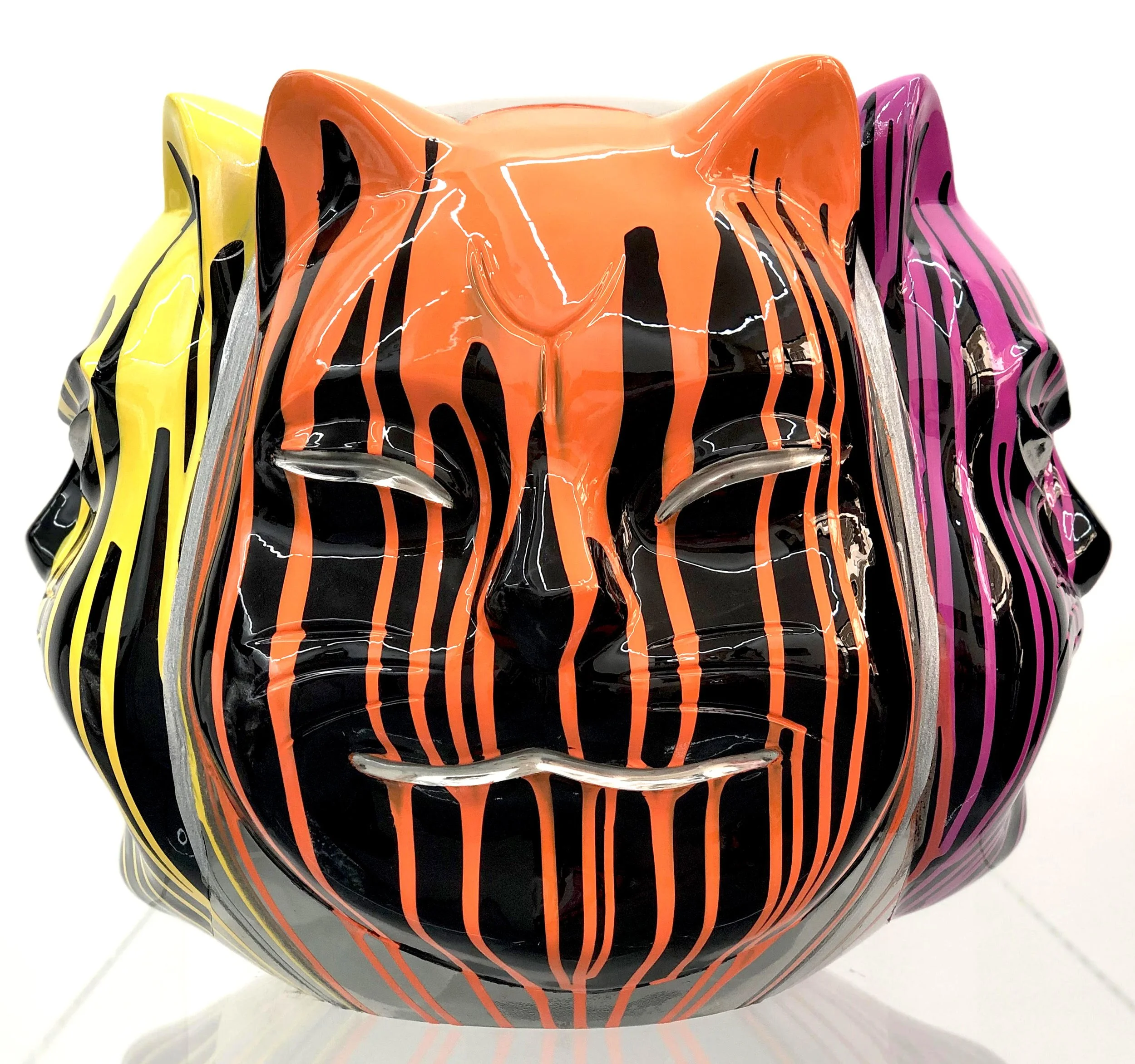 Onmyodo: Black Codex of Samuraicat — Drips of Yellow, Orange, Rose & Violet Harmony