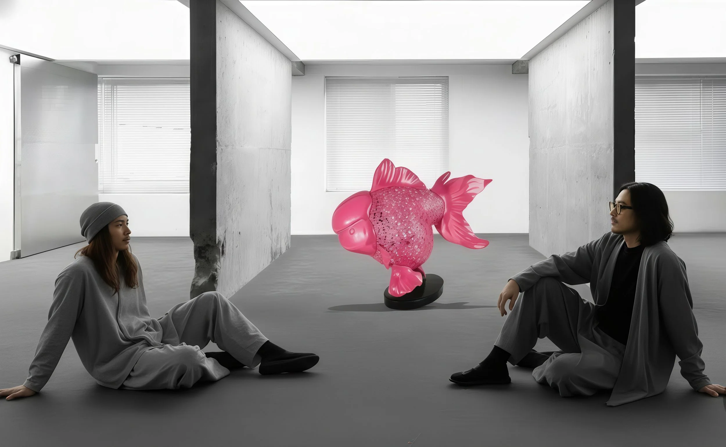 Majestic Nishikigoi in Metal Splendor: Aqueous Grandeur Pink 