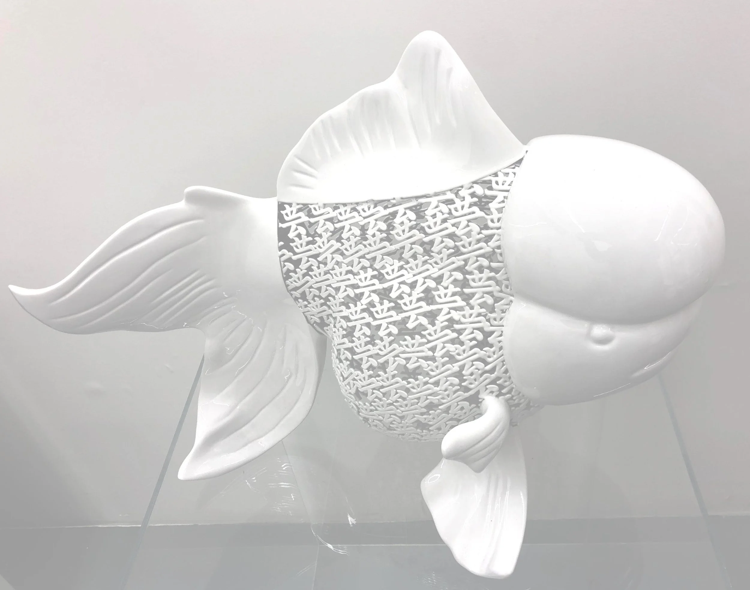 Petite Nishikigoi Elegance in Metal White: Mizu no Kasai Whispers