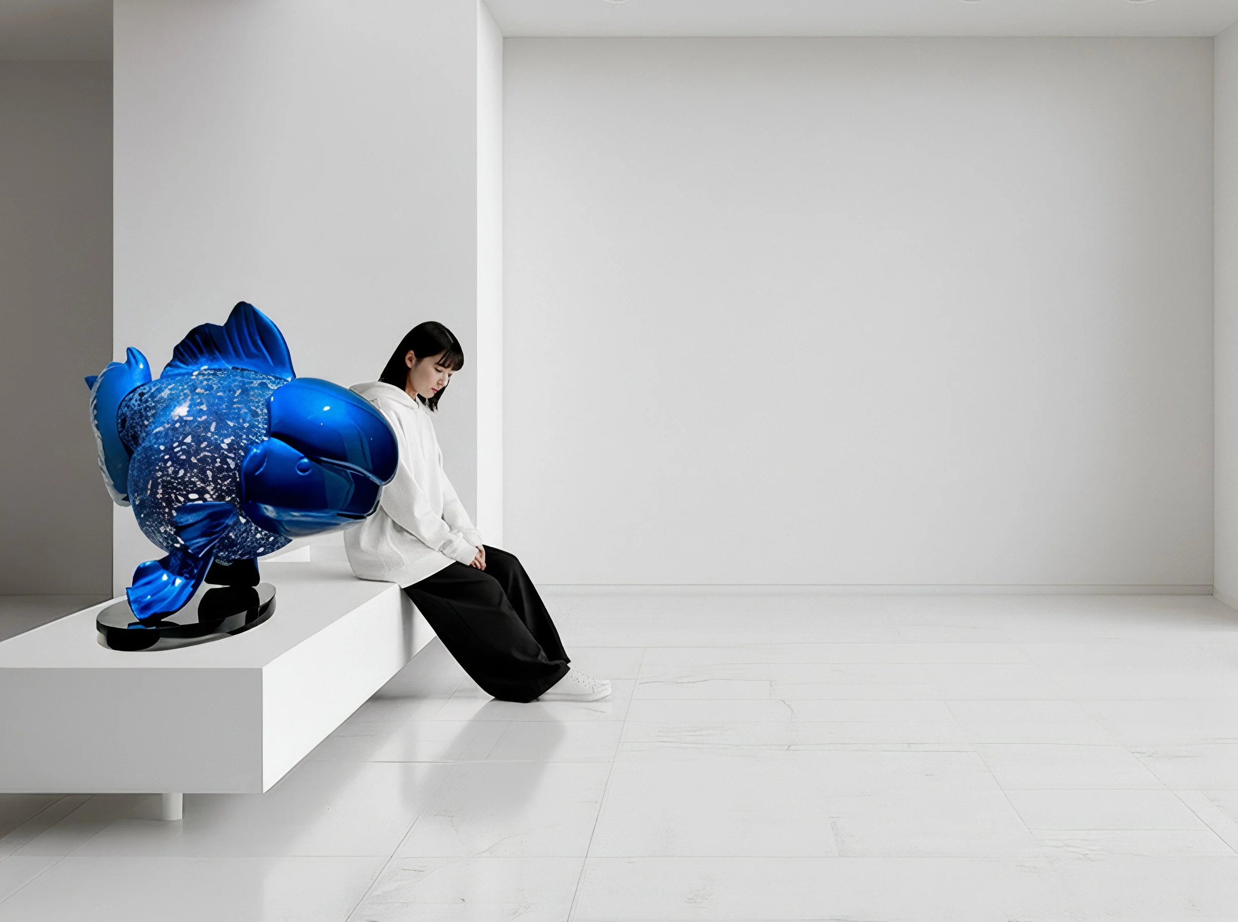 Majestic Nishikigoi in Metal Splendor : Aqueous Grandeur Blu