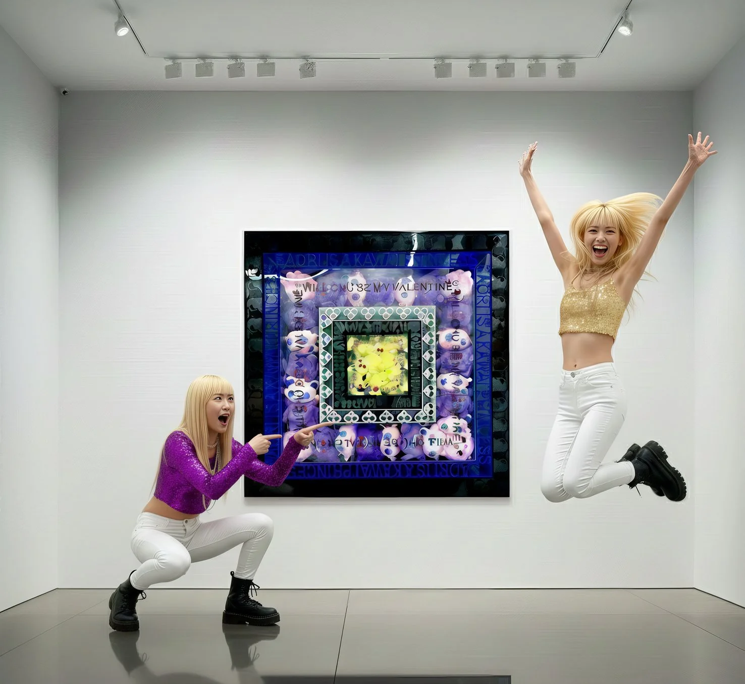 Mystic Purple, Soft Pink, Electric Yellow : Whimsical Palette in Plexi-Square