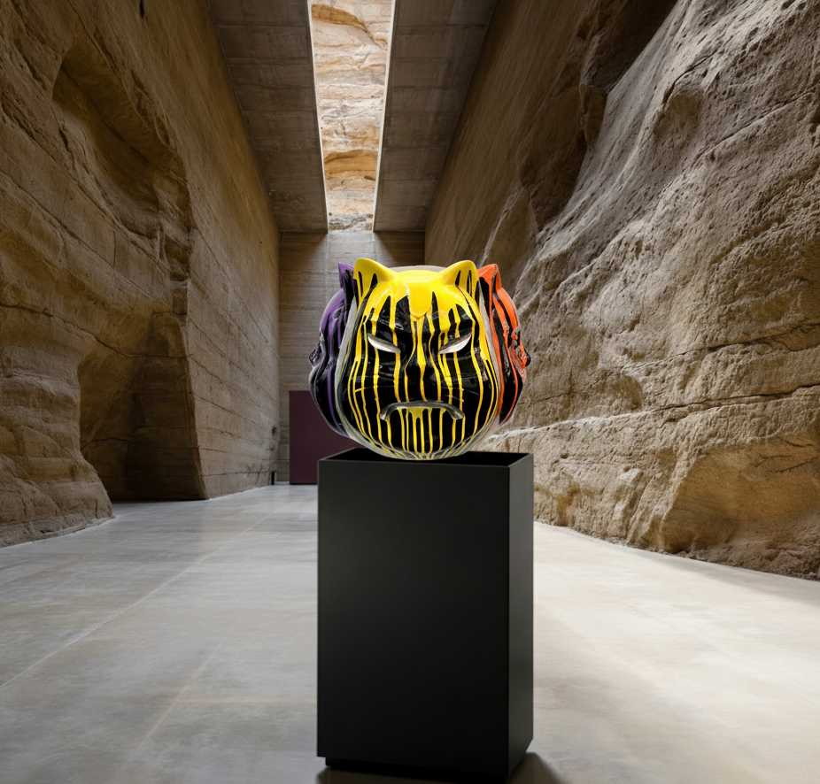 Onmyodo: Black Codex of Samuraicat — Drips of Yellow, Orange, Rose & Violet Harmony