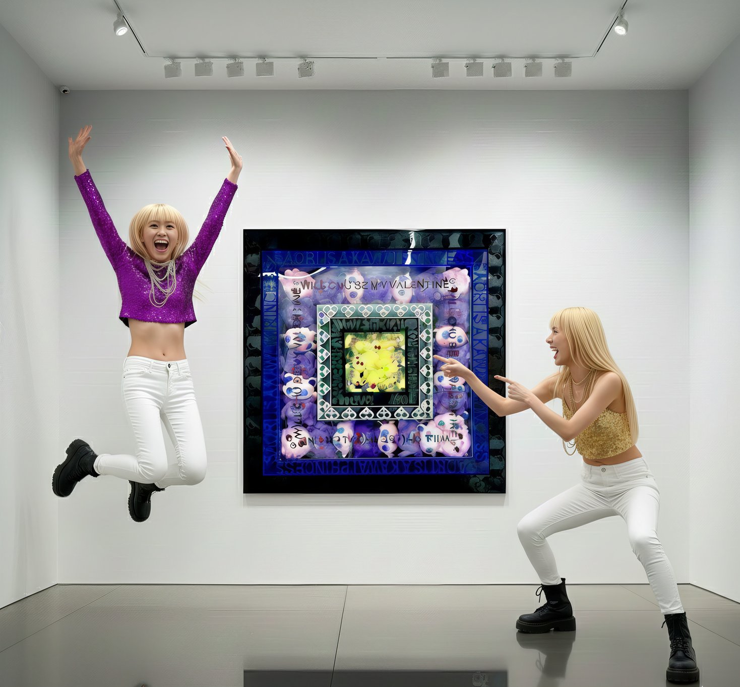 Mystic Purple, Soft Pink, Electric Yellow : Whimsical Palette in Plexi-Square