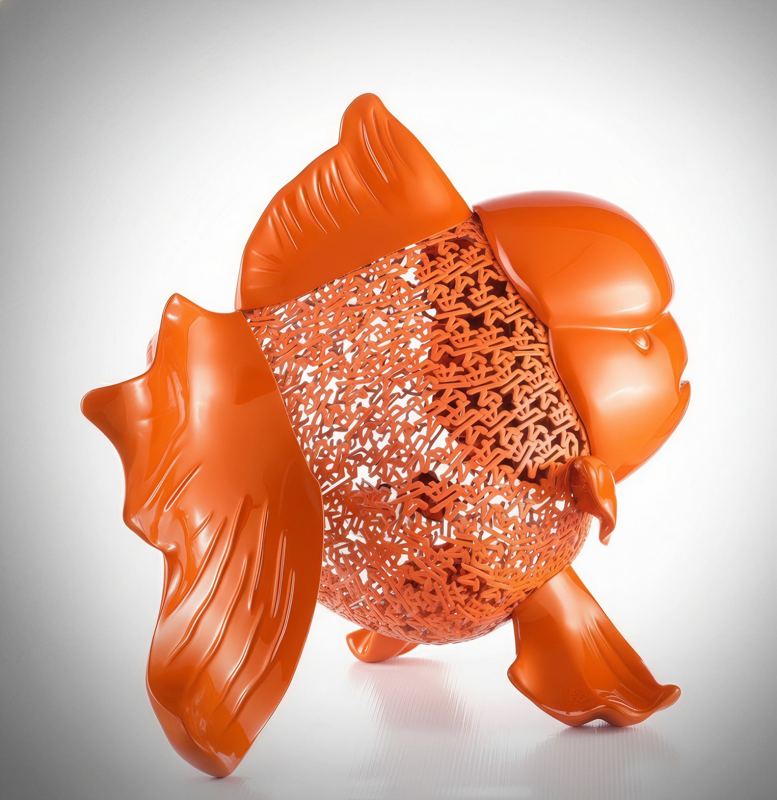 Petite Nishikigoi Elegance in Metal Orange: Mizu no Kasai Whispers