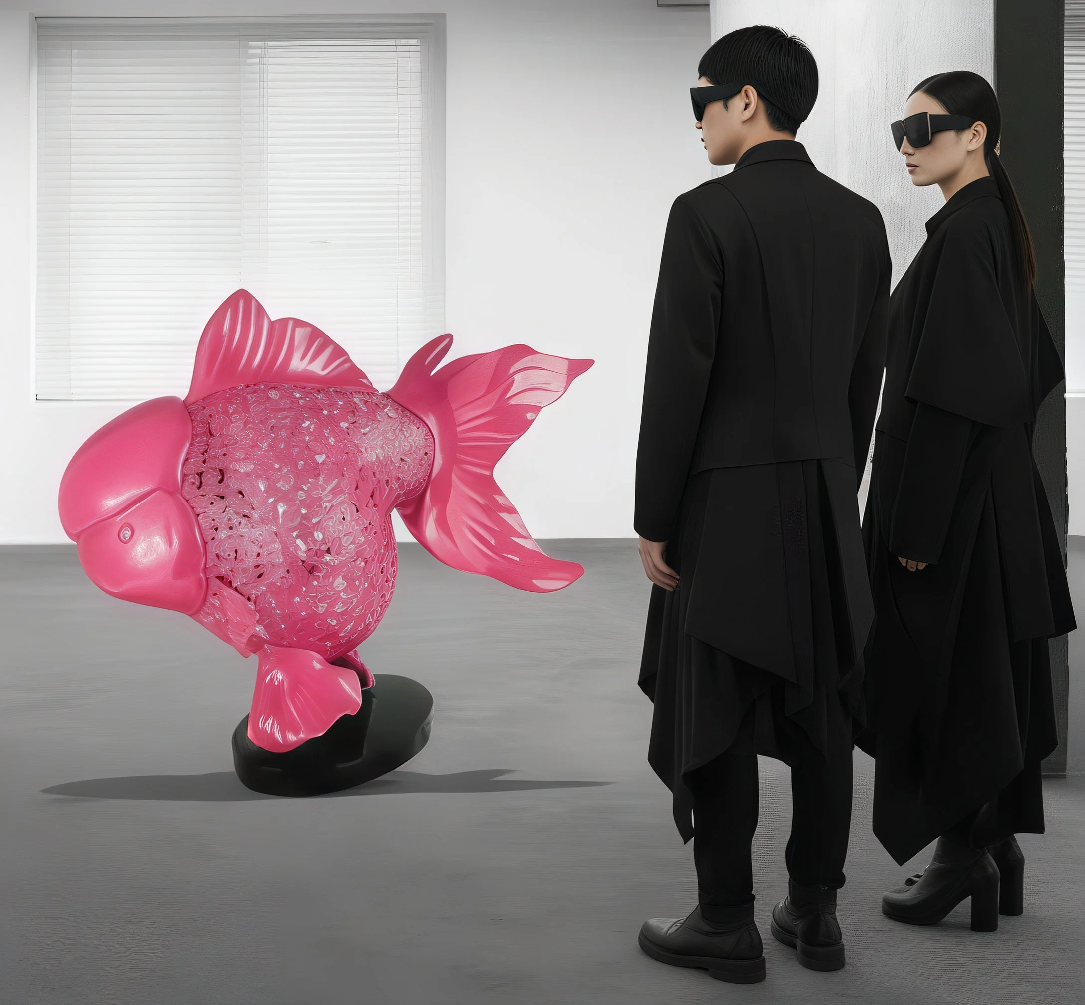 Majestic Nishikigoi in Metal Splendor : Aqueous Grandeur Pink