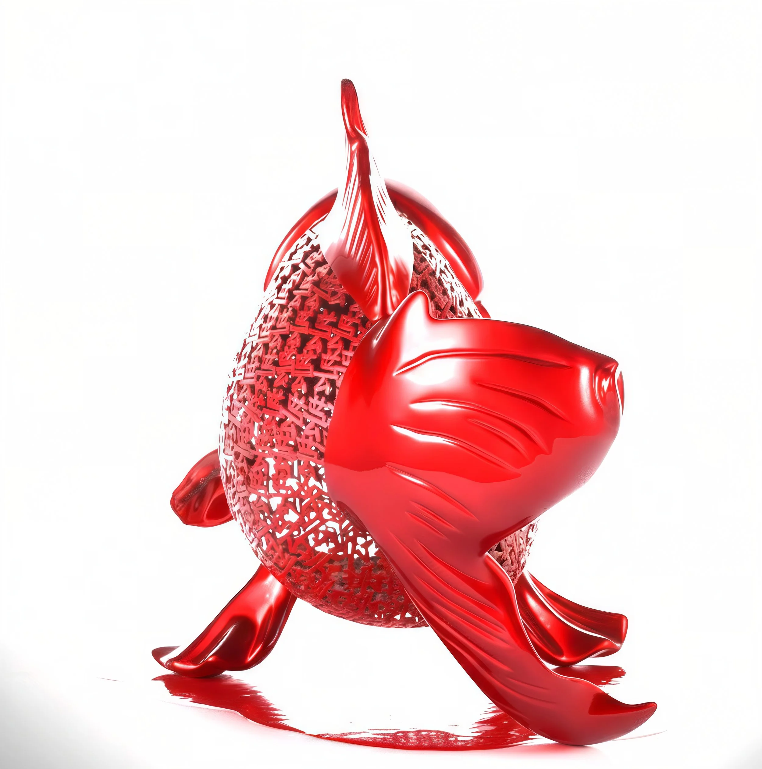 Petite Nishikigoi Elegance in Metal Red: Mizu no Kasai Whispers