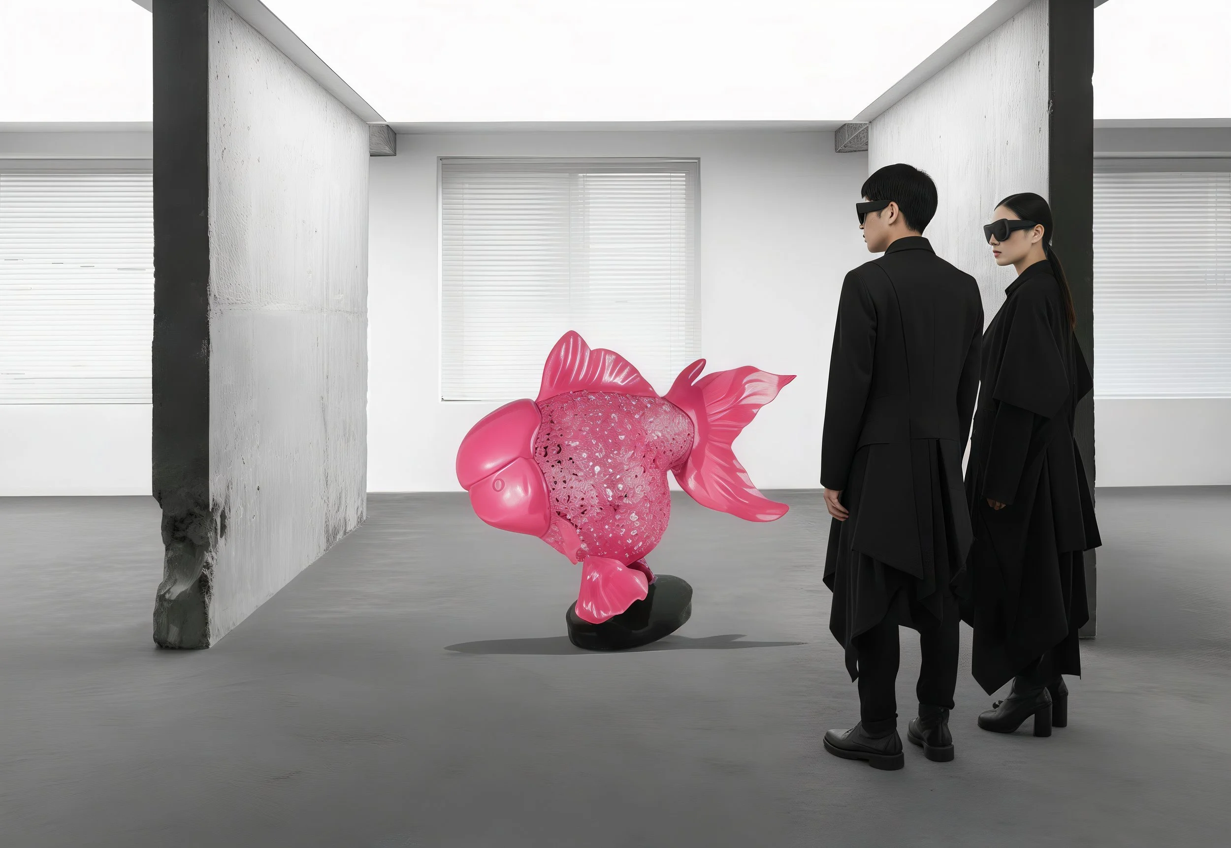 Majestic Nishikigoi in Metal Splendor: Aqueous Grandeur Pink 