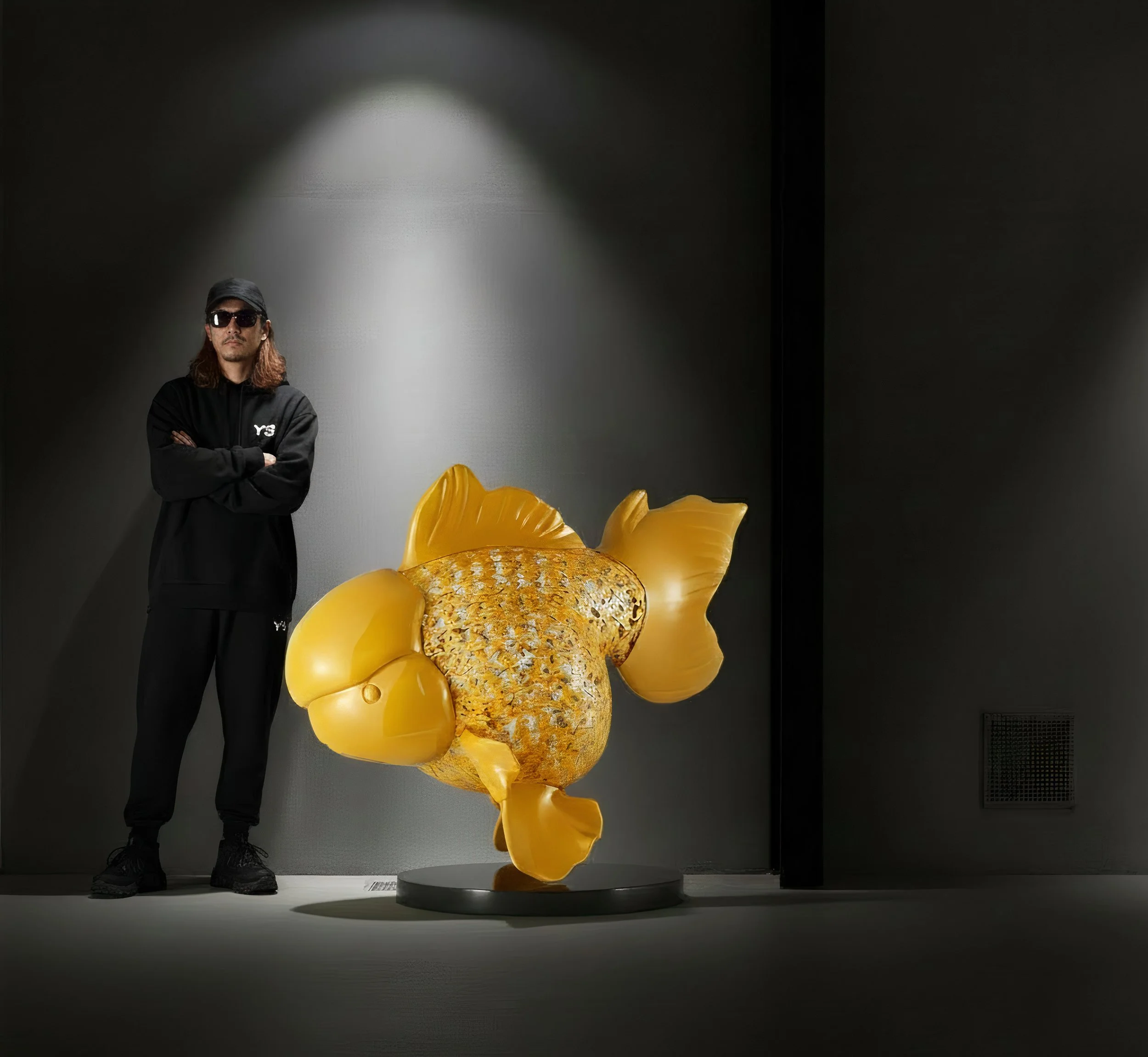 Majestic Nishikigoi in Metal Splendor: Aqueous Grandeur Yellow