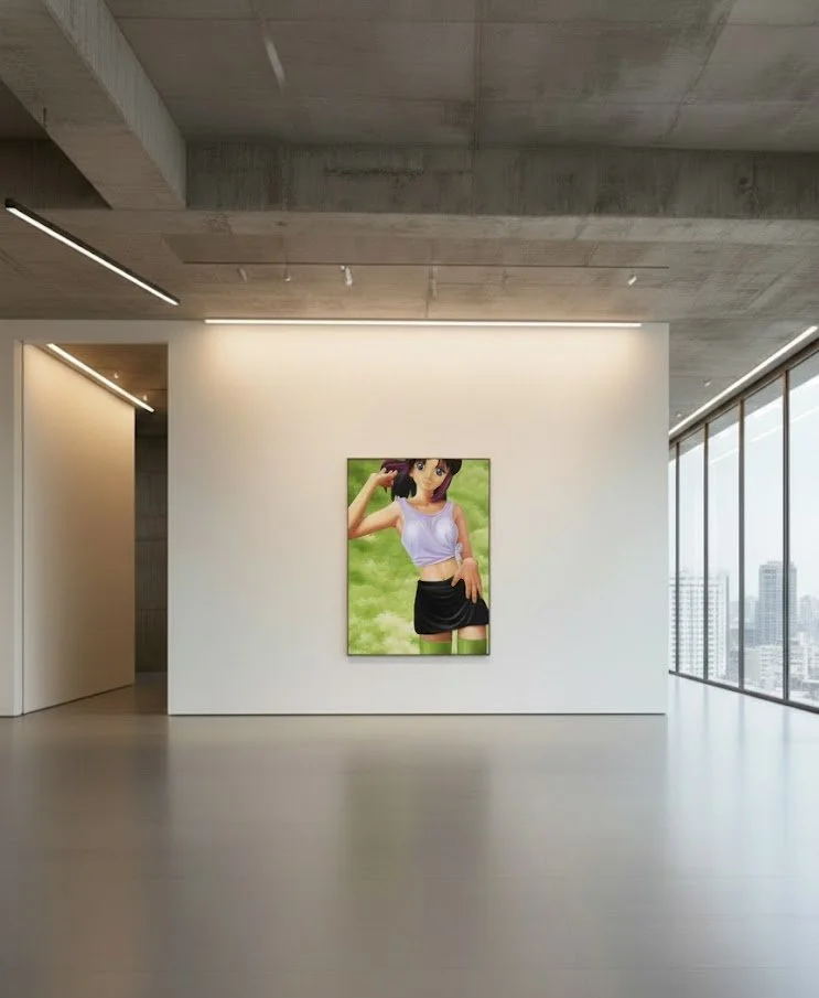 Asuka1: Ethereal Allure on a Whispering Green Canvas