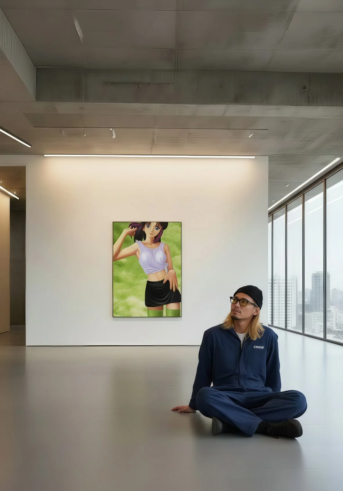 Asuka1: Ethereal Allure on a Whispering Green Canvas