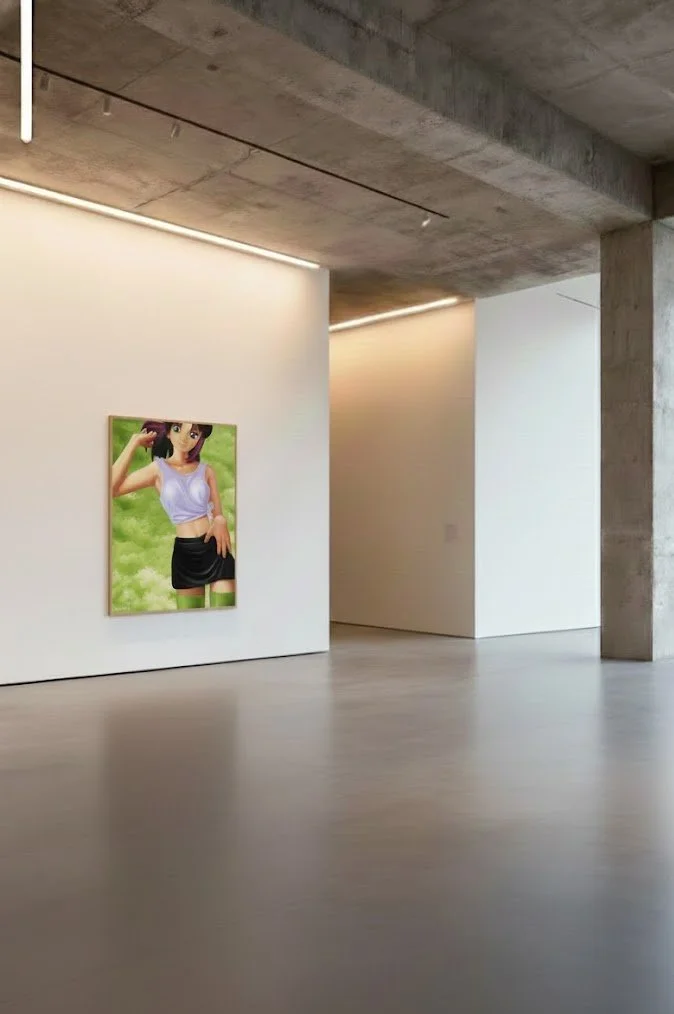 Asuka1: Ethereal Allure on a Whispering Green Canvas