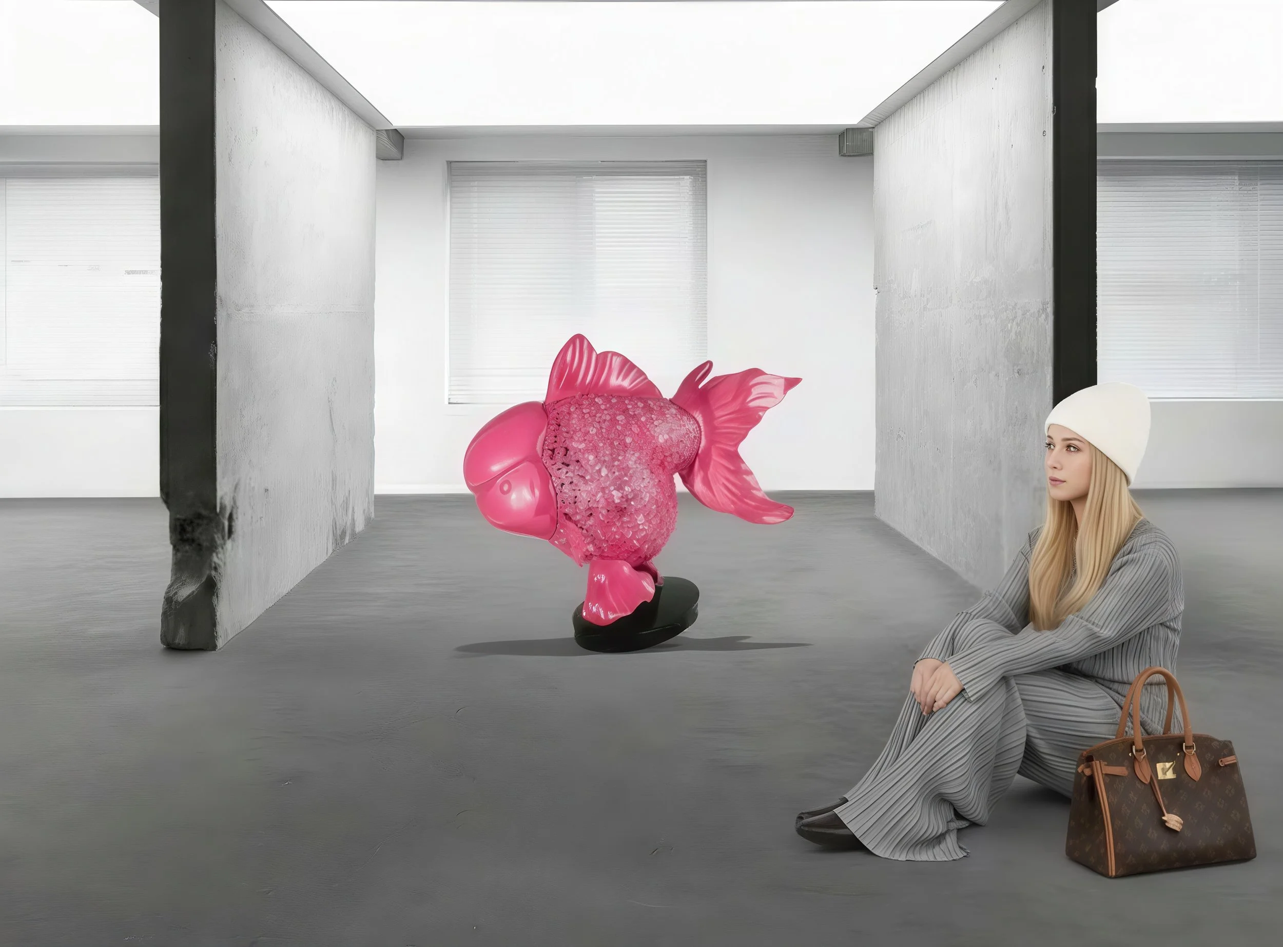 Majestic Nishikigoi in Metal Splendor: Aqueous Grandeur Pink 