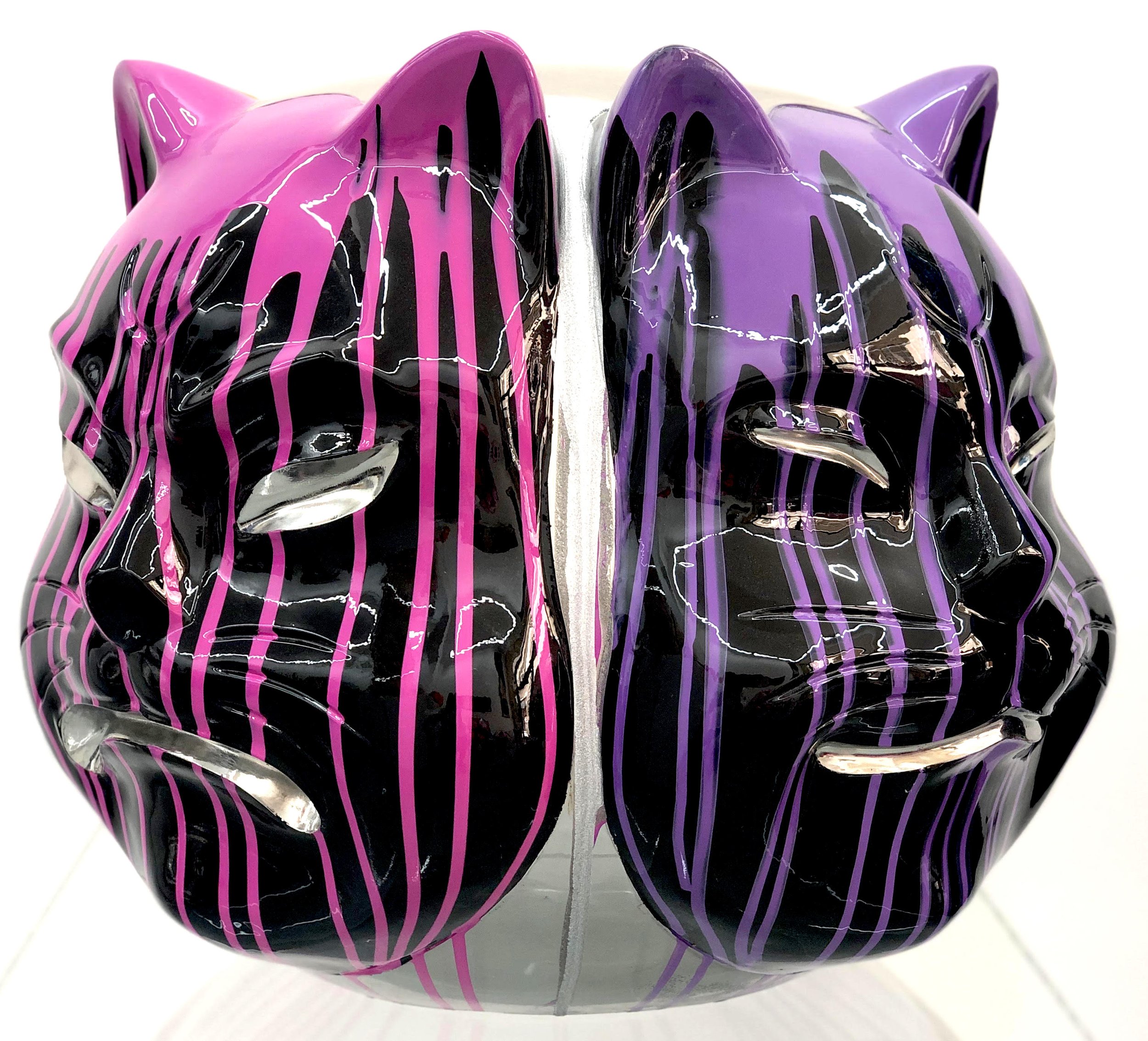 Onmyodo: Black Codex of Samuraicat — Drips of Yellow, Orange, Rose & Violet Harmony