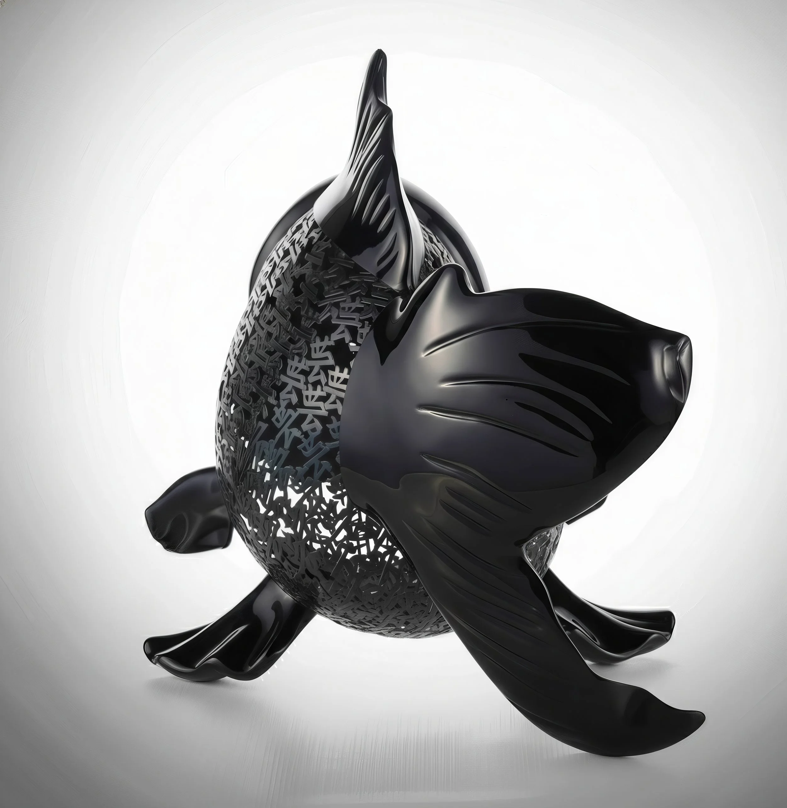 Petite Nishikigoi Elegance in Metal Black : Mizu no Kasai Whispers