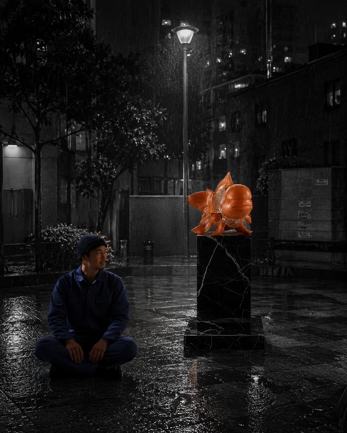 Petite Nishikigoi Elegance in Metal Orange : Mizu no Kasai Whispers