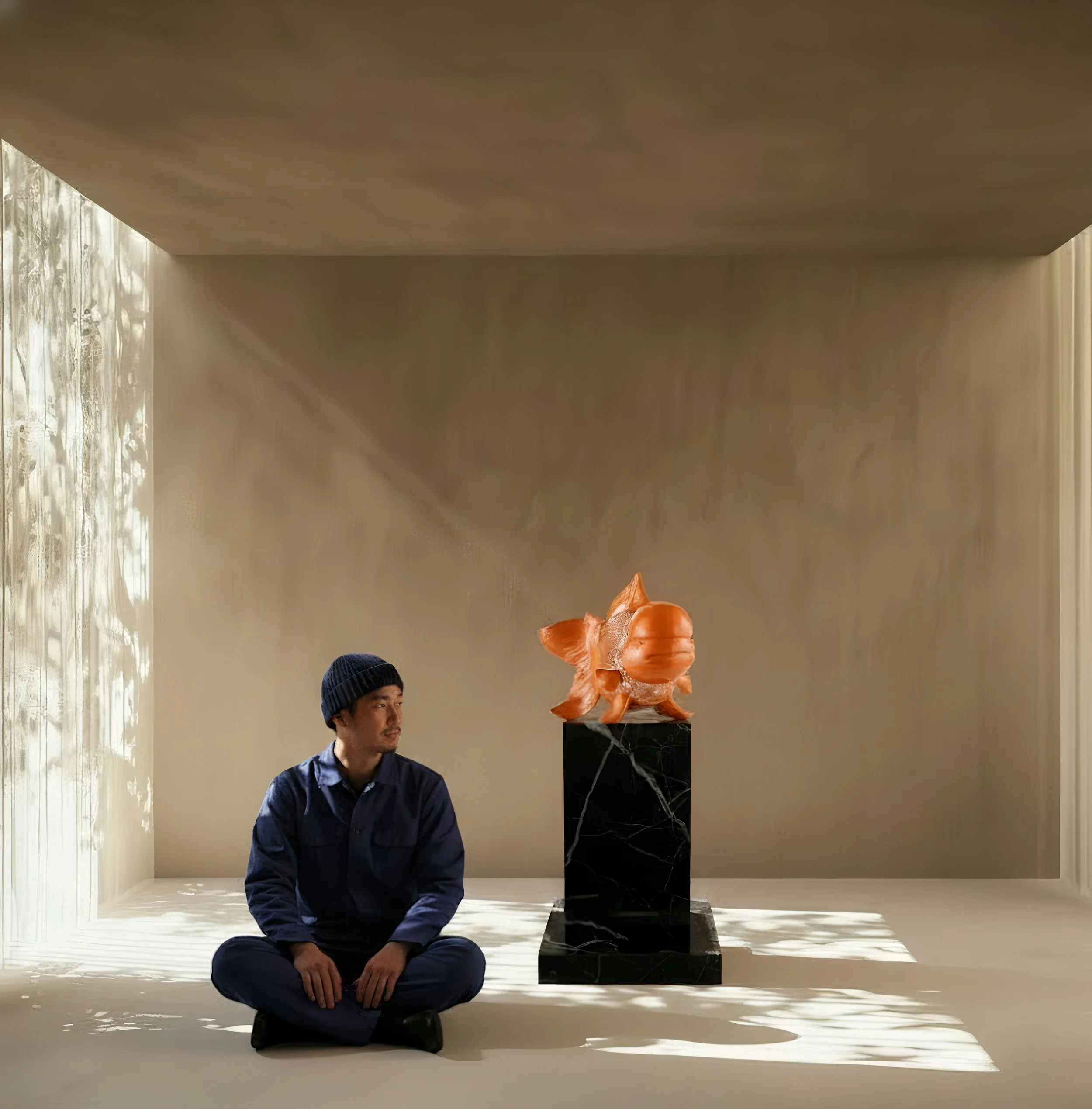 Petite Nishikigoi Elegance in Metal Orange: Mizu no Kasai Whispers