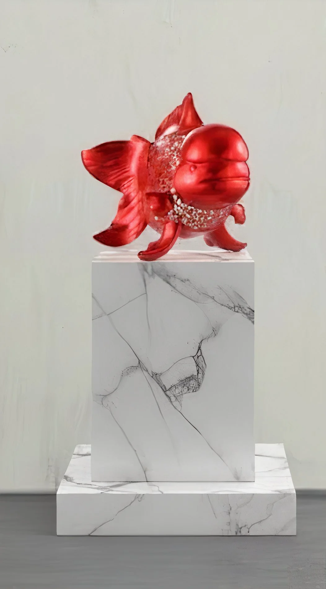 Petite Nishikigoi Elegance in Metal Red: Mizu no Kasai Whispers