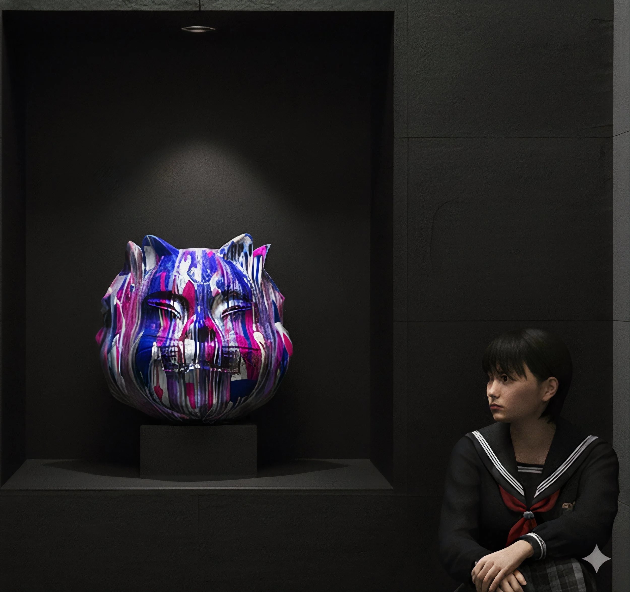 Onmyodo : Samuraicat Submerged in Veils of White, Crimson, Violet, Silver and Black within the Codex of Dualities