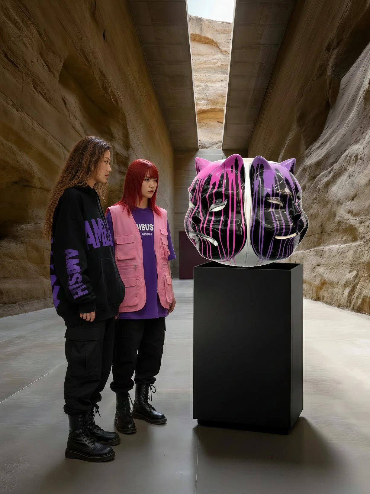 Onmyodo: Black Codex of Samuraicat — Drips of Yellow, Orange, Rose & Violet Harmony