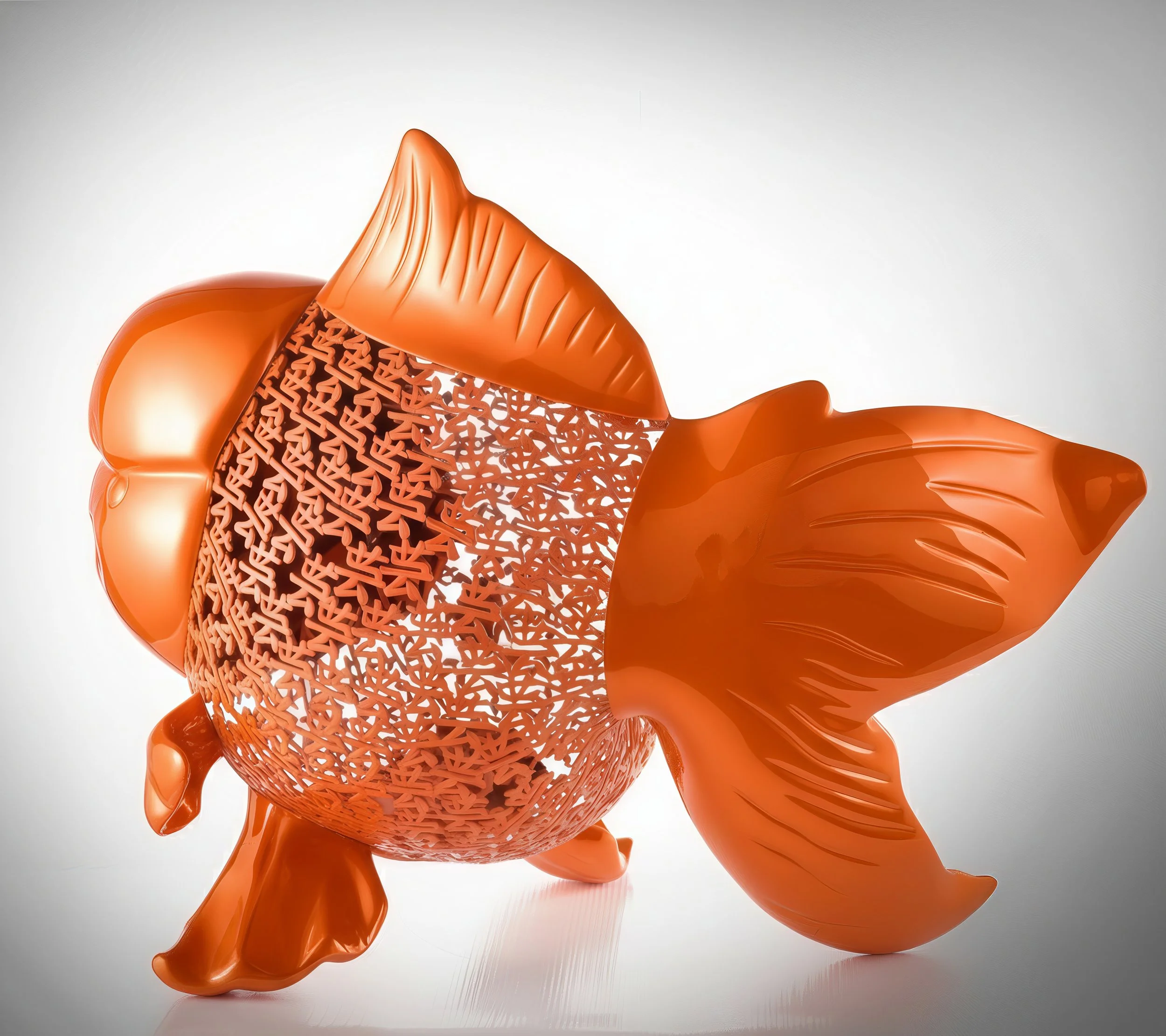 Petite Nishikigoi Elegance in Metal Orange: Mizu no Kasai Whispers