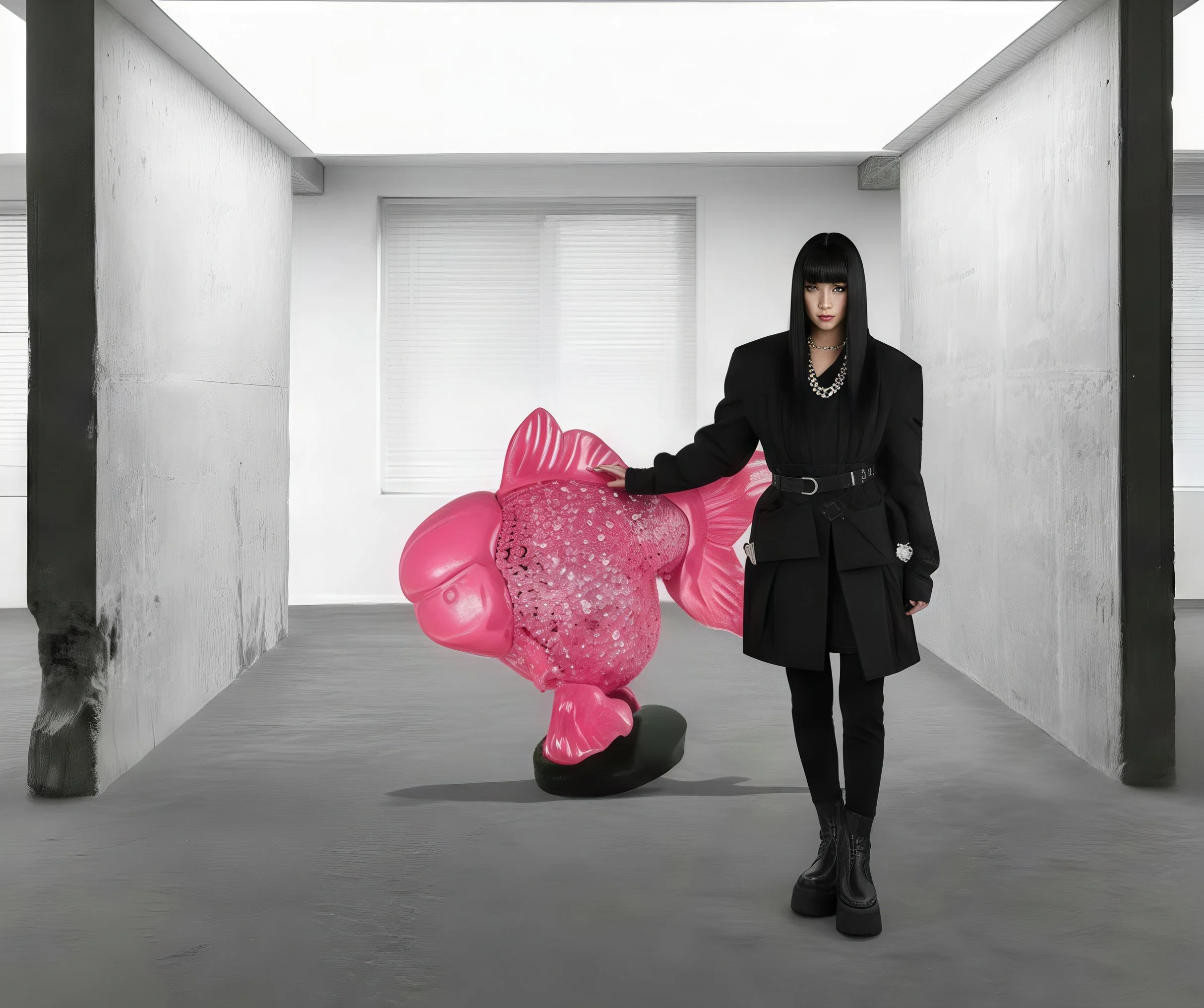 Majestic Nishikigoi in Metal Splendor: Aqueous Grandeur Pink 