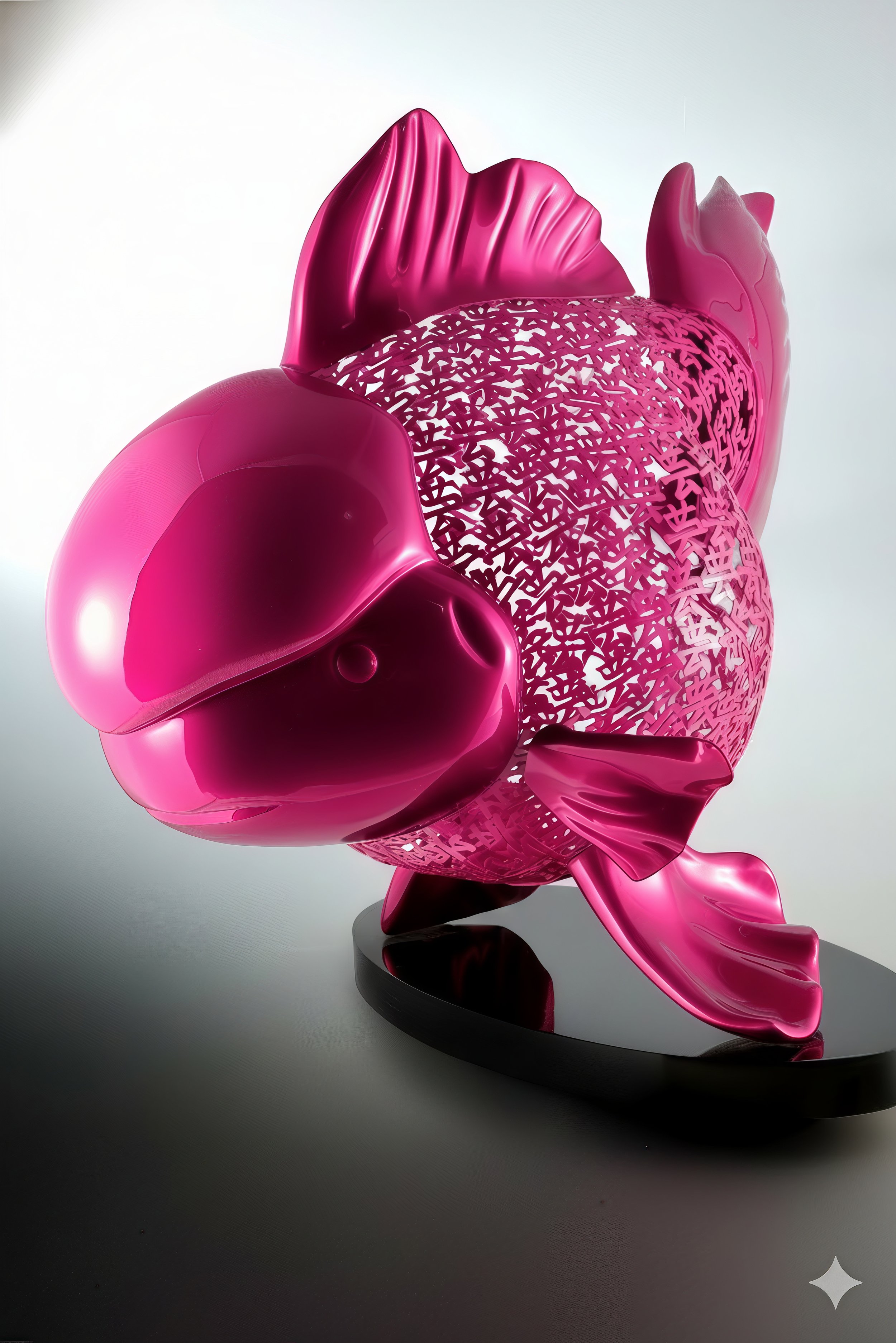 Majestic Nishikigoi in Metal Splendor: Aqueous Grandeur Pink 