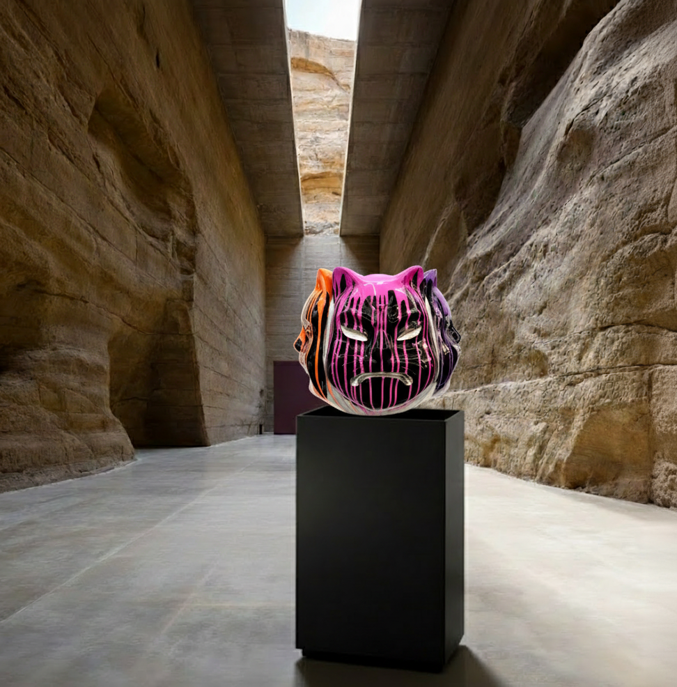 Onmyodo: Black Codex of Samuraicat — Drips of Yellow, Orange, Rose & Violet Harmony