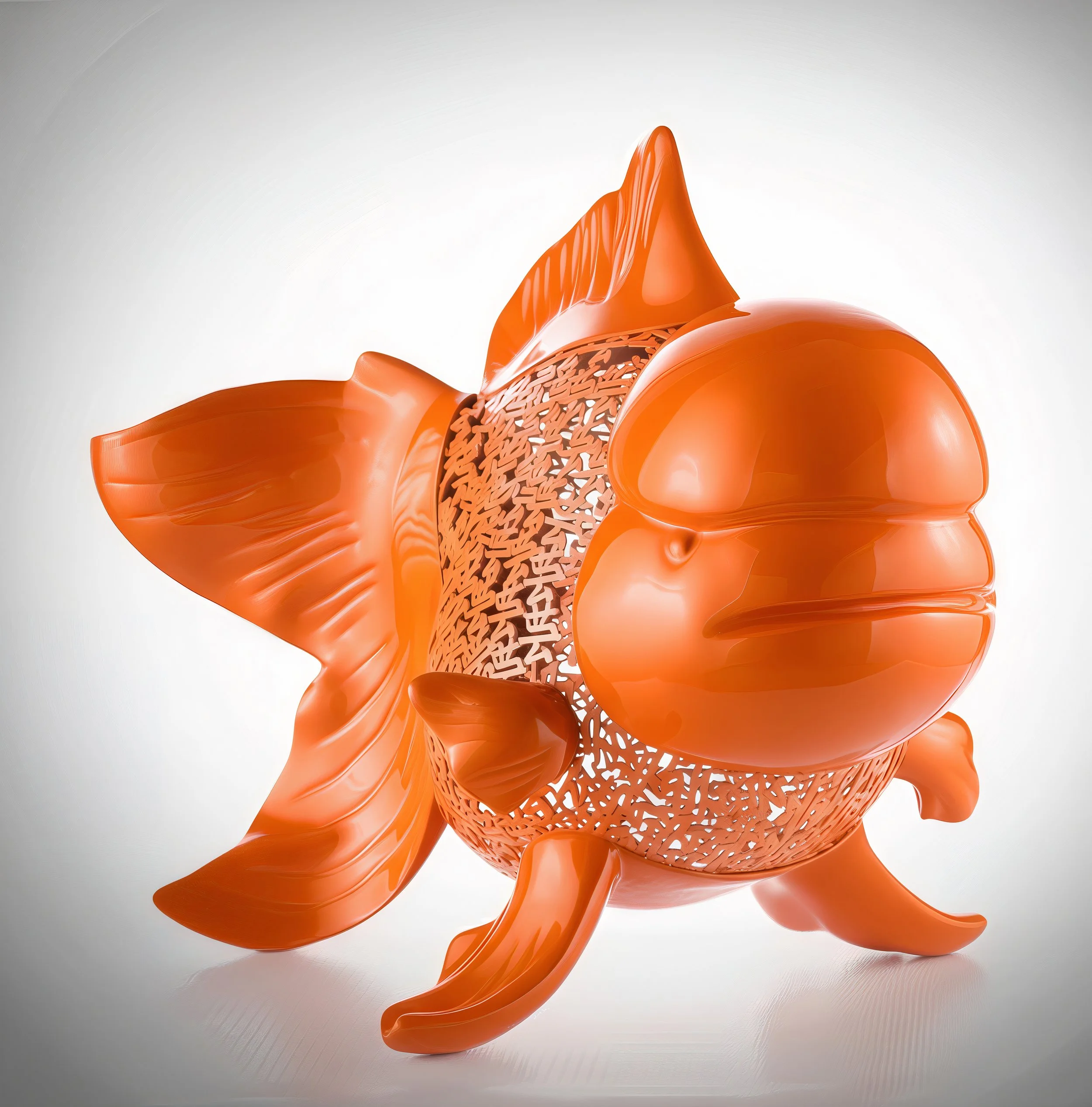 Petite Nishikigoi Elegance in Metal Orange: Mizu no Kasai Whispers