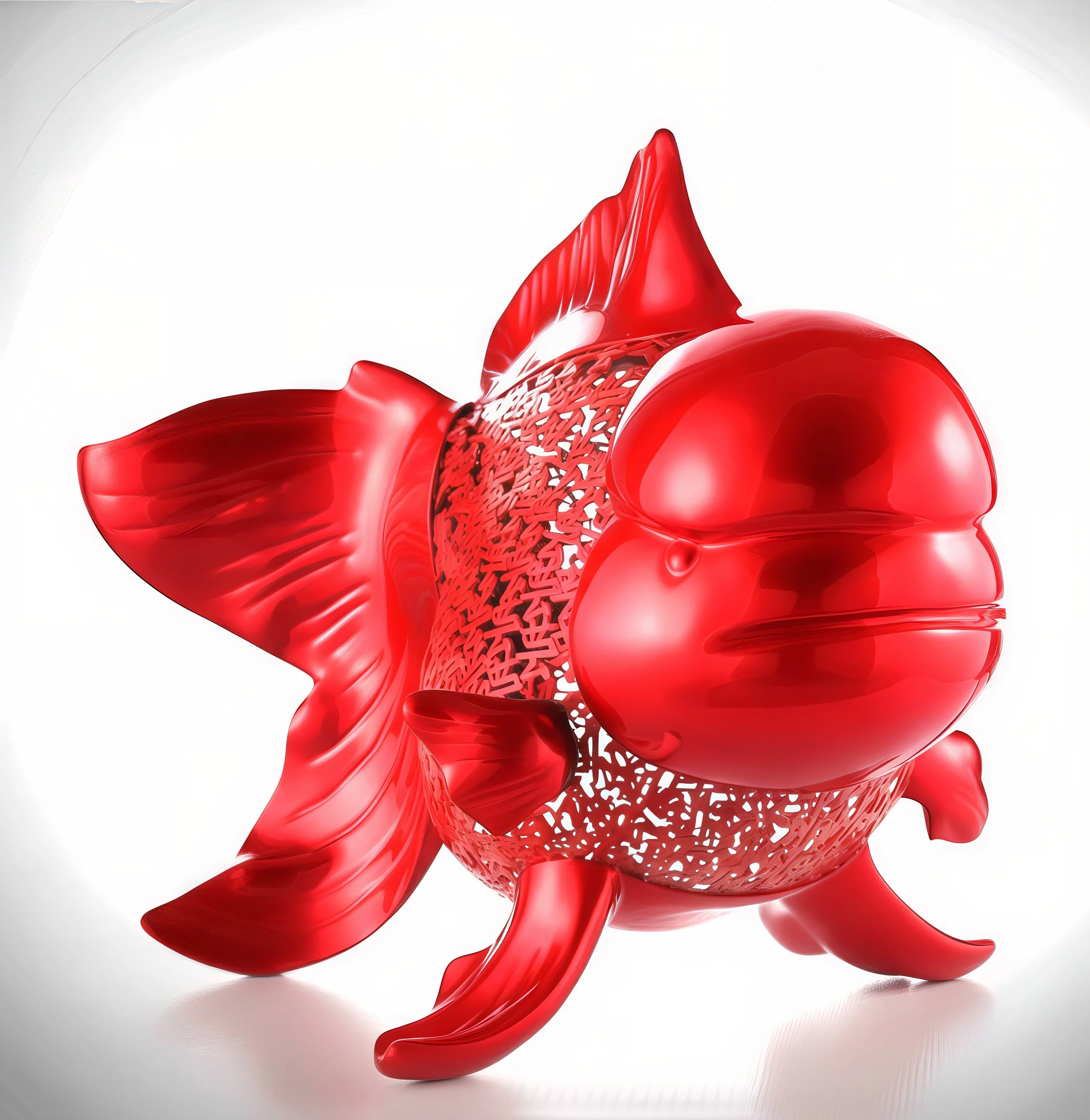 Petite Nishikigoi Elegance in Metal Red: Mizu no Kasai Whispers