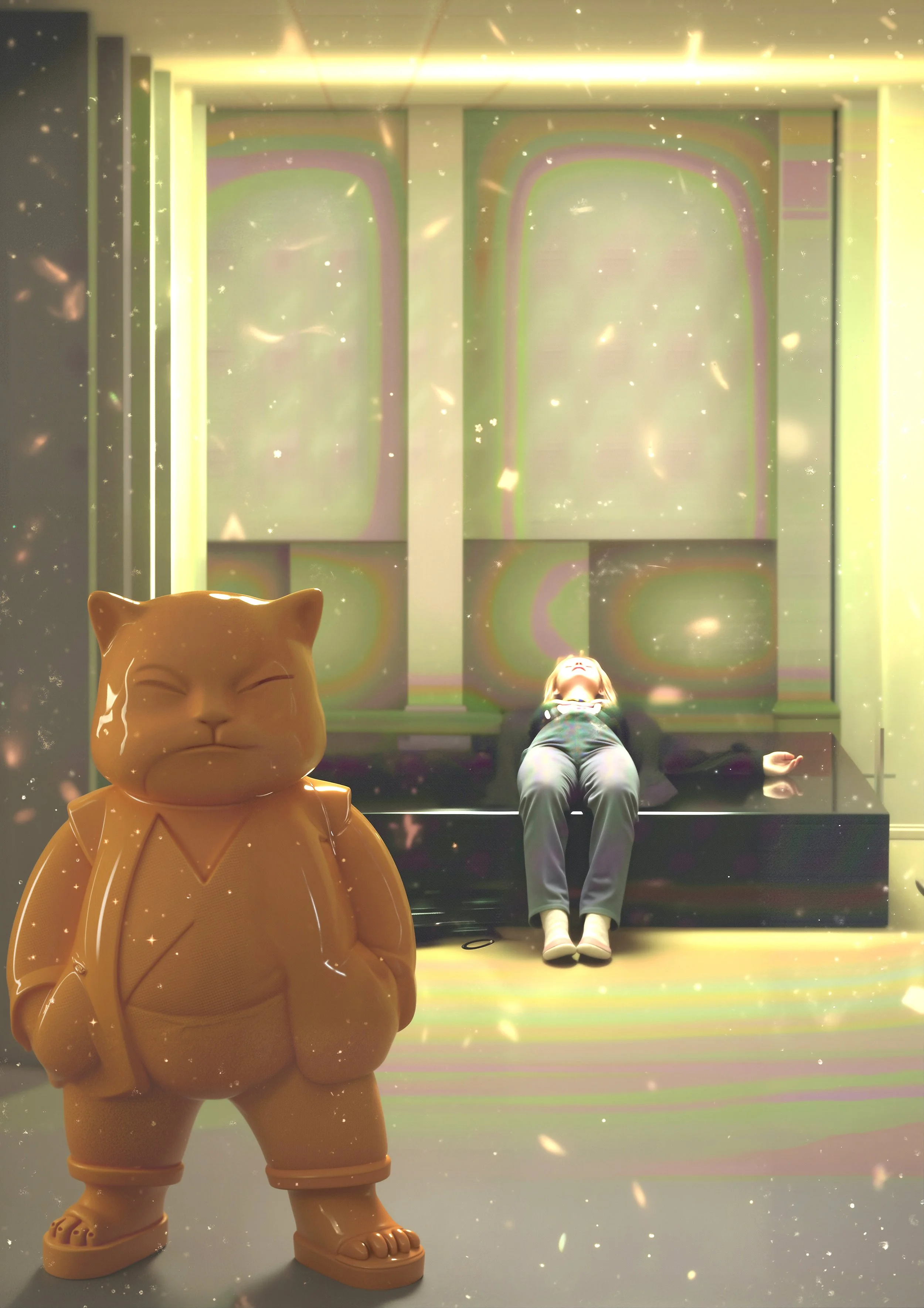 Urbancat Elegance: Yellow Metropolis Muse