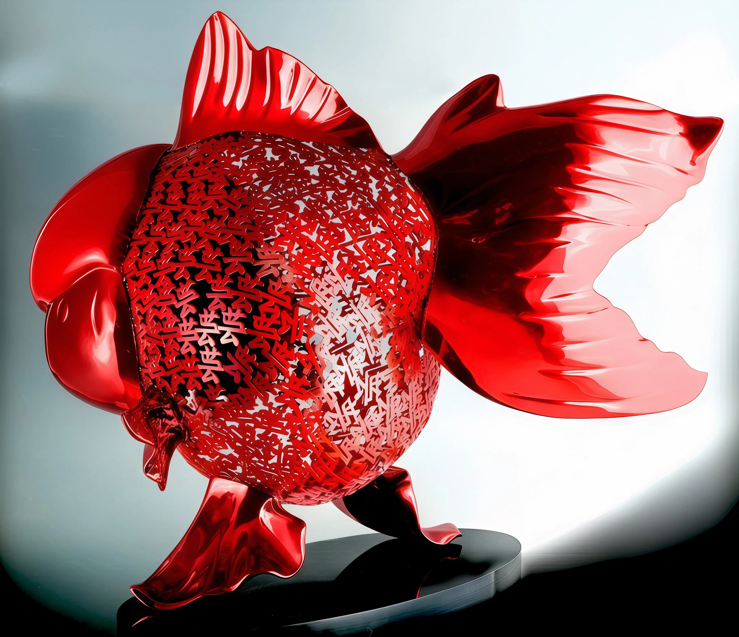 Majestic Nishikigoi in Metal Splendor : Aqueous Grandeur Scarlet 