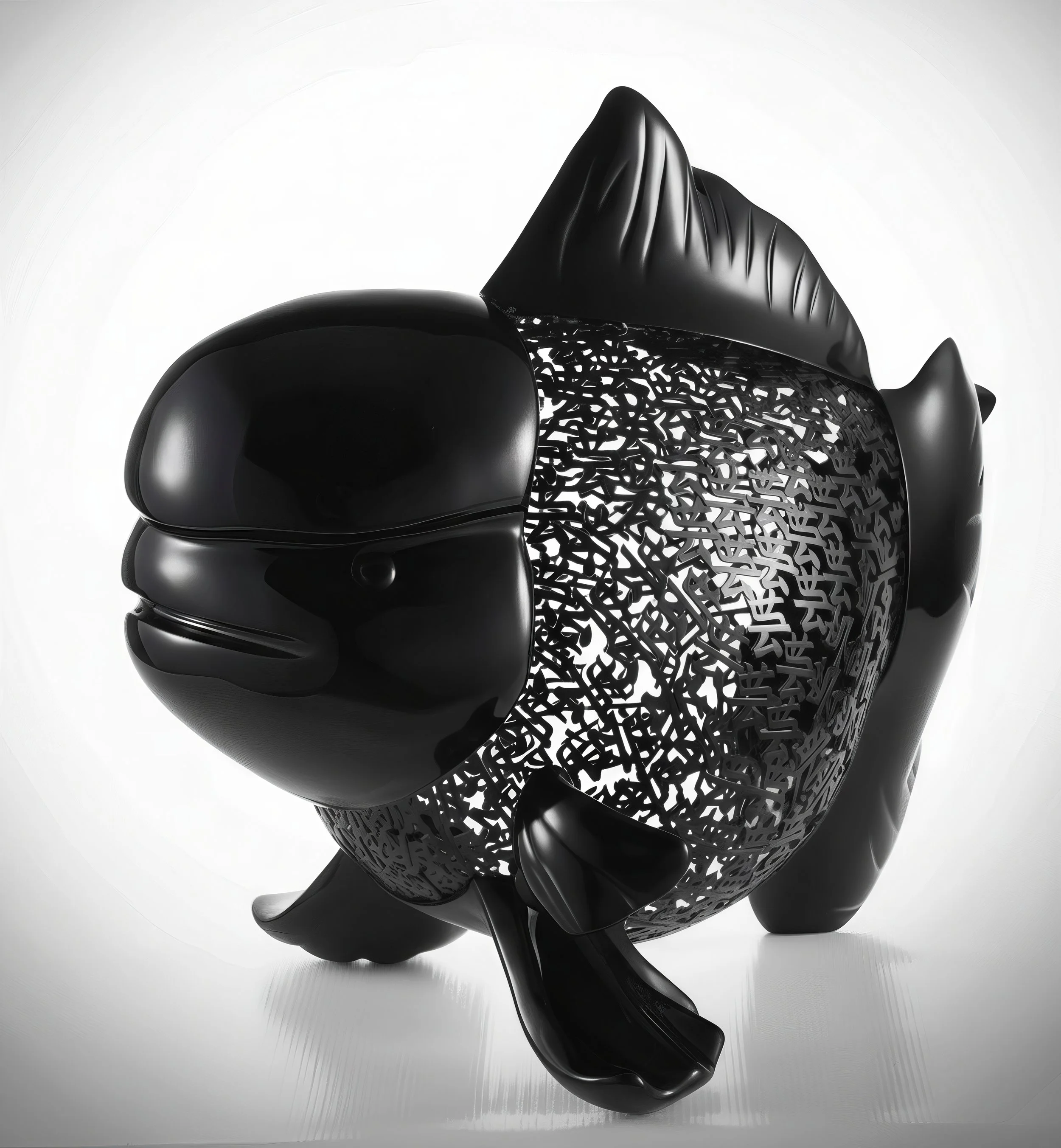 Petite Nishikigoi Elegance in Metal Black : Mizu no Kasai Whispers