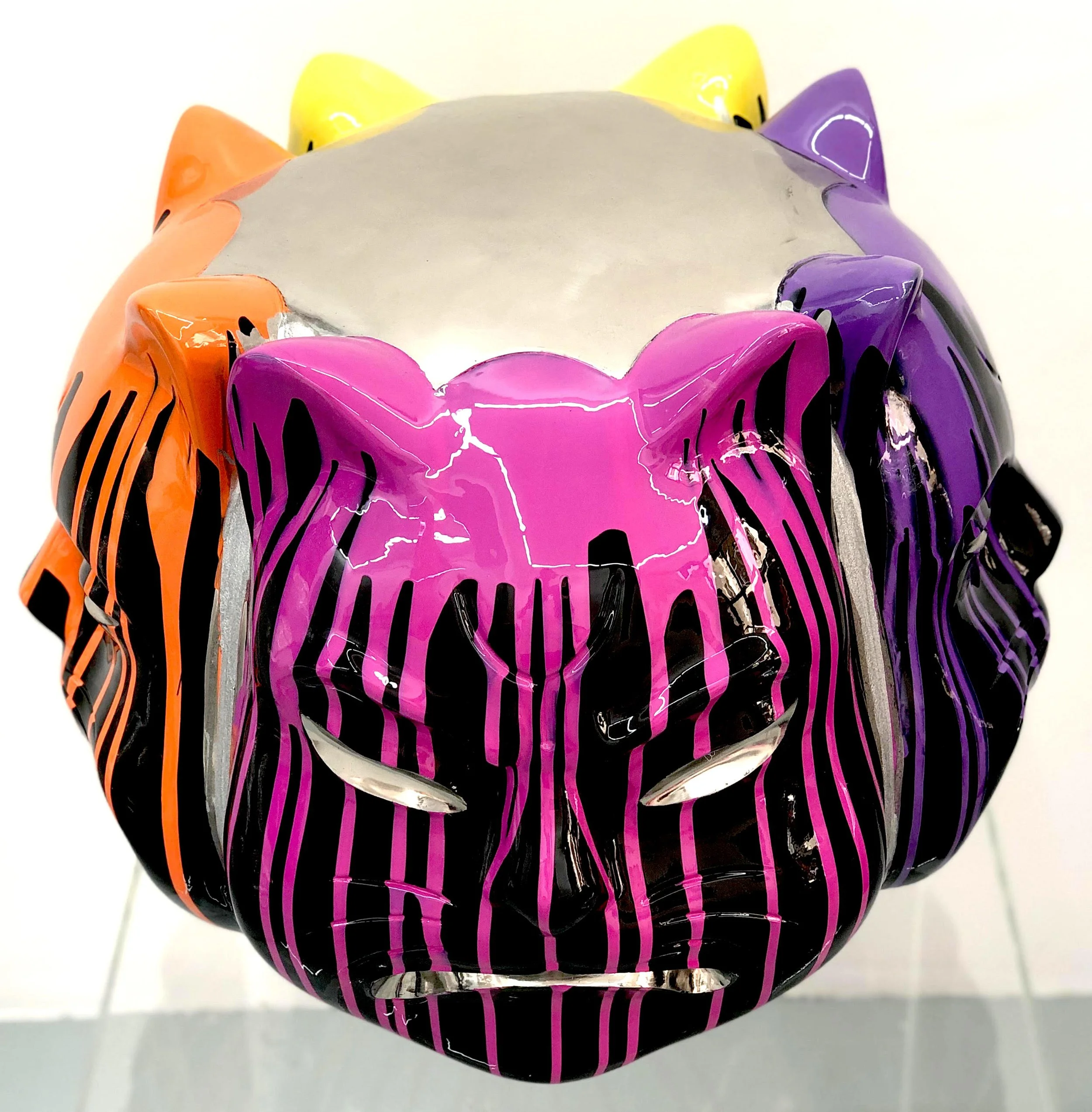 Onmyodo: Black Codex of Samuraicat — Drips of Yellow, Orange, Rose & Violet Harmony